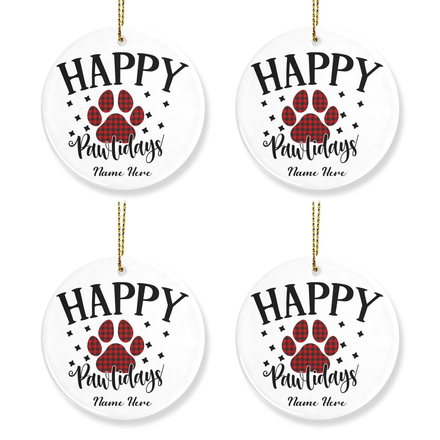 Happy Pawlidays Christmas Ornaments Custom Name Santa Gift