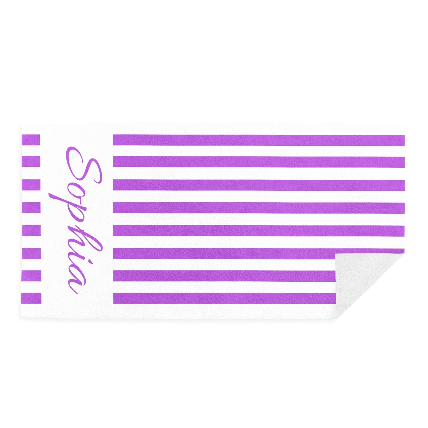 Purple Stripe Beach Towel Custom Cotton/Poly Blend Pool Towel - Blue - Personalize with Your Name - Standard Size