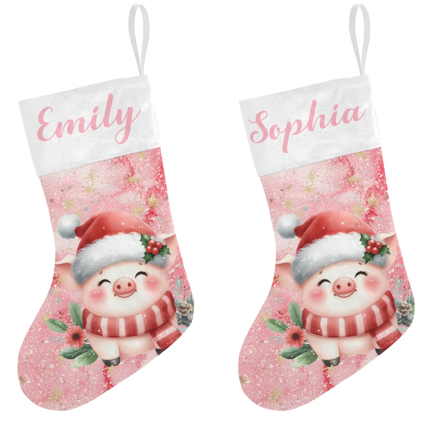 Cute Pig Christmas Stocking Custom Name Christmas Socks Gift