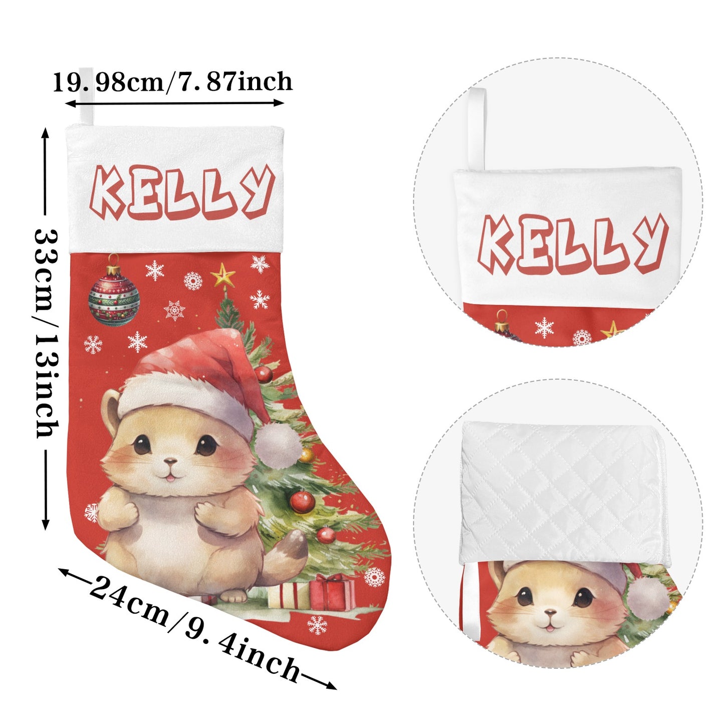 Christmas Small Hamster Christmas Stocking Custom Name Santa Socks Gift