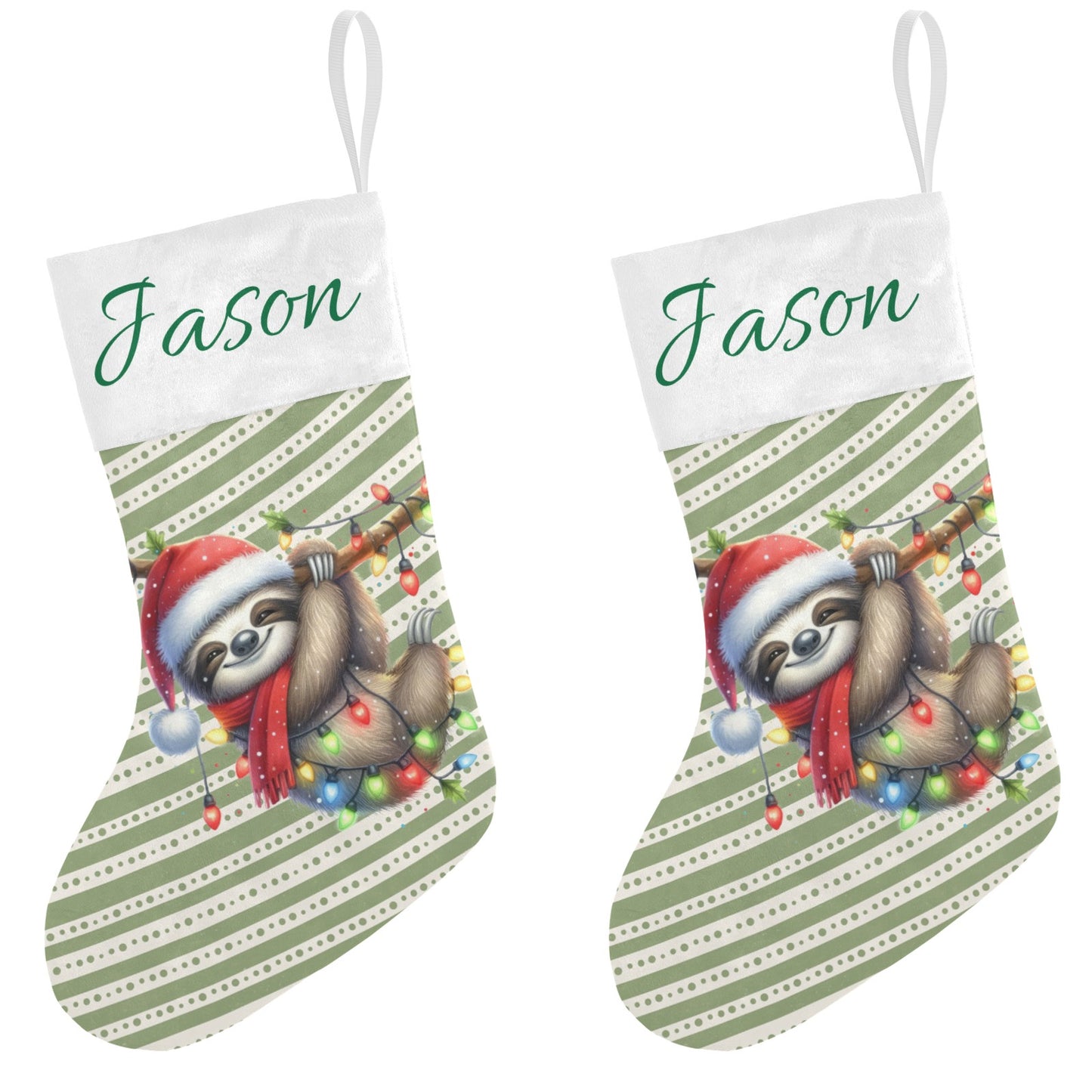 Sloth Christmas Stocking Custom Name Santa Socks Gift