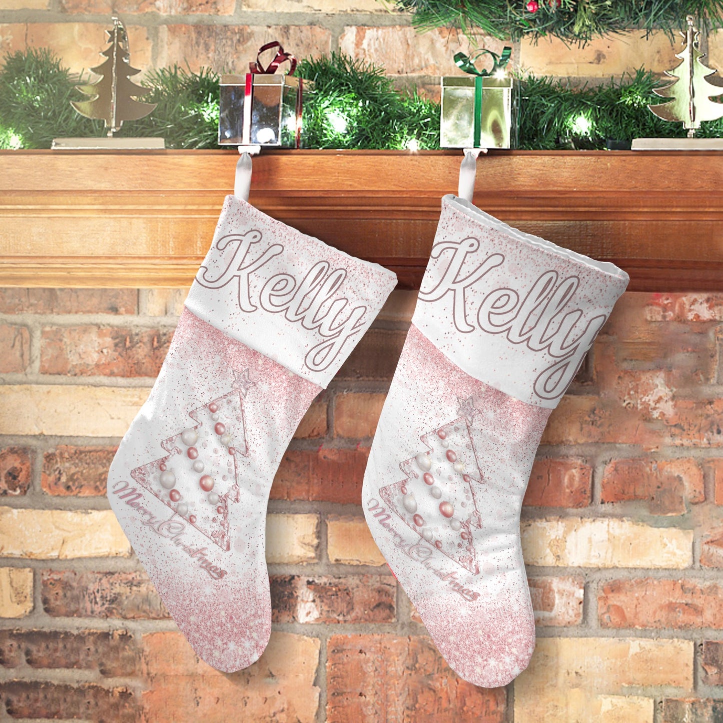 Christmas Tree Christmas Stocking Custom Name Santa Socks Gift