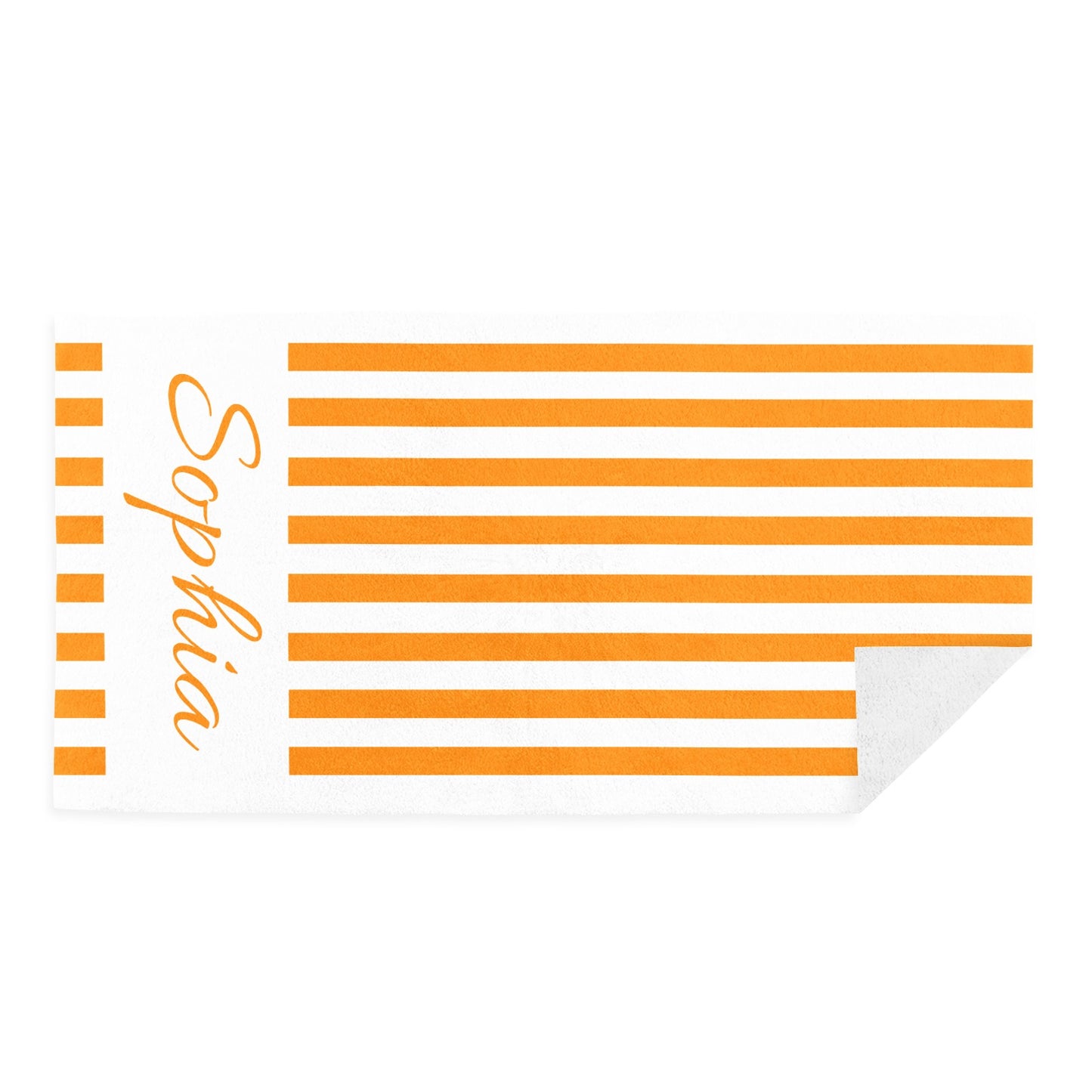 Orange Stripe Beach Towel Custom Cotton/Poly Blend Pool Towel - Blue - Personalize with Your Name - Standard Size
