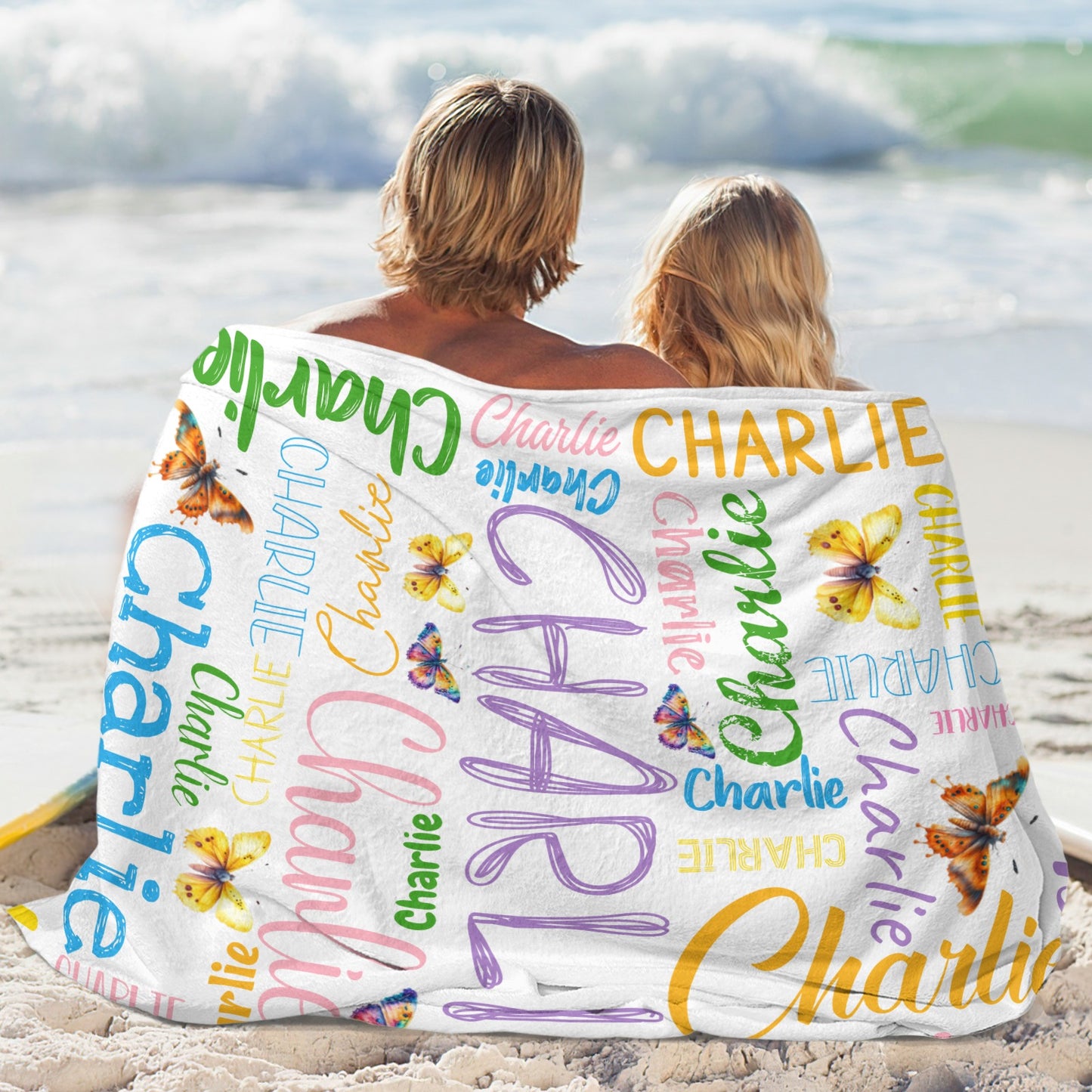 White Flannel Blanket Custom Name Blanket Gift for Men Women