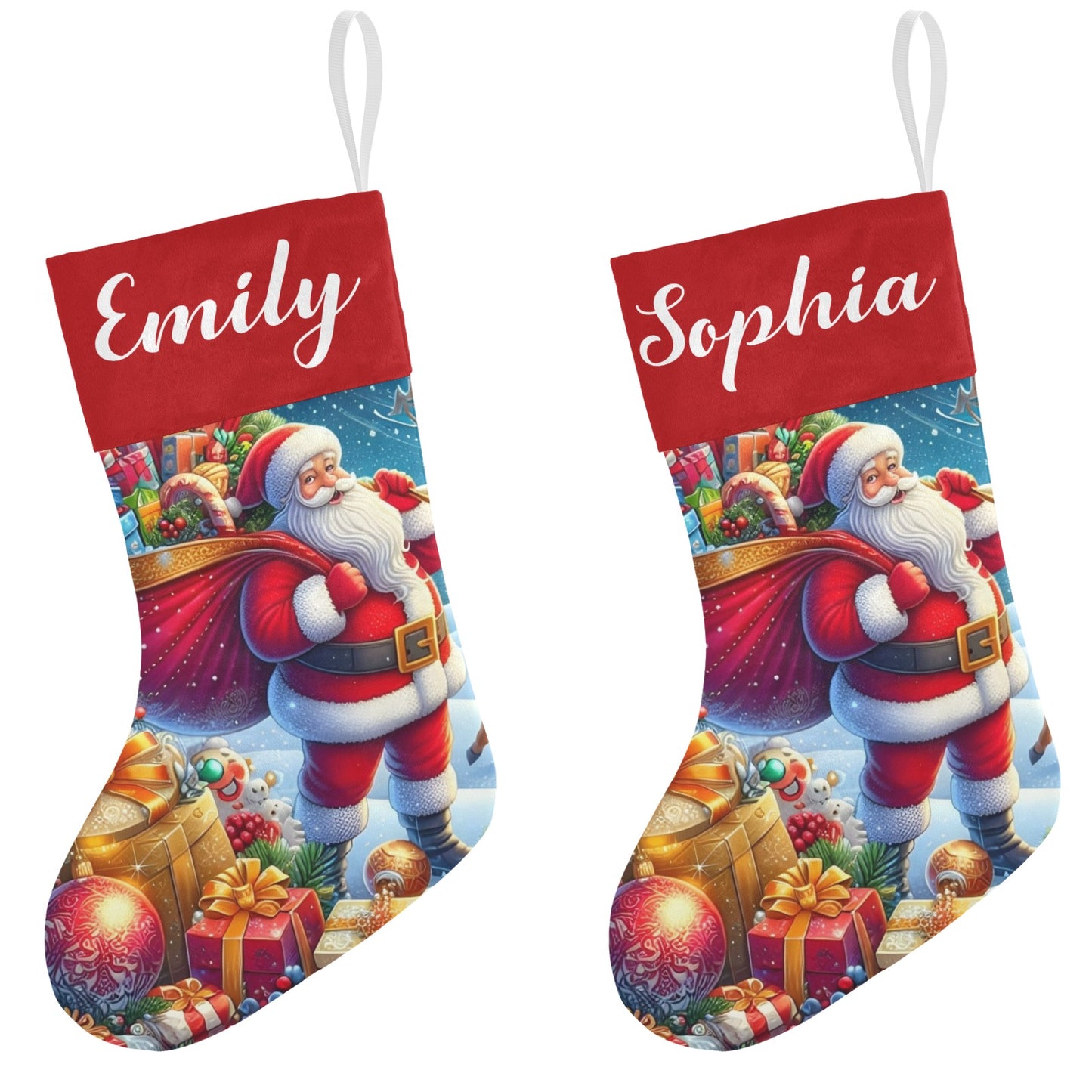 Santa Claus Christmas Stocking Custom Name Christmas Socks Gift