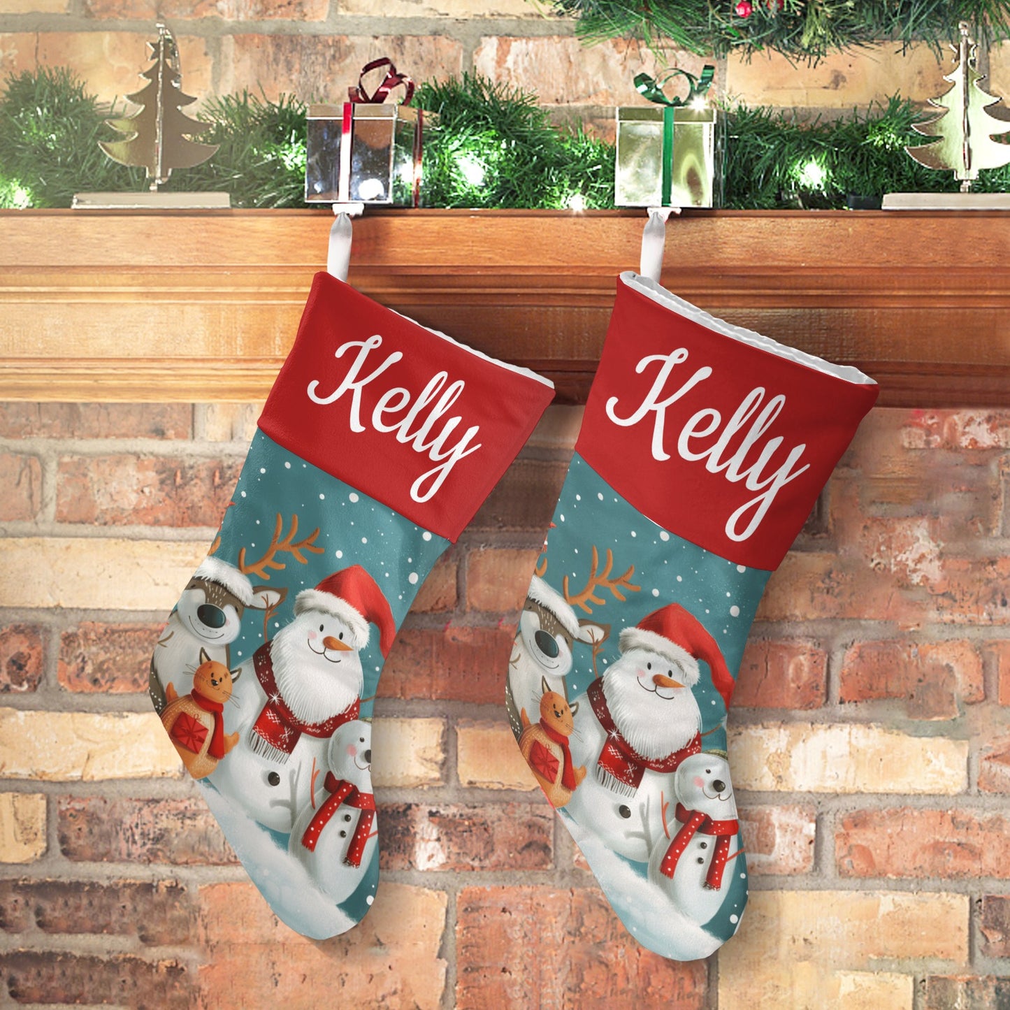 Snowman Christmas Stocking Custom Name Santa Socks Gift