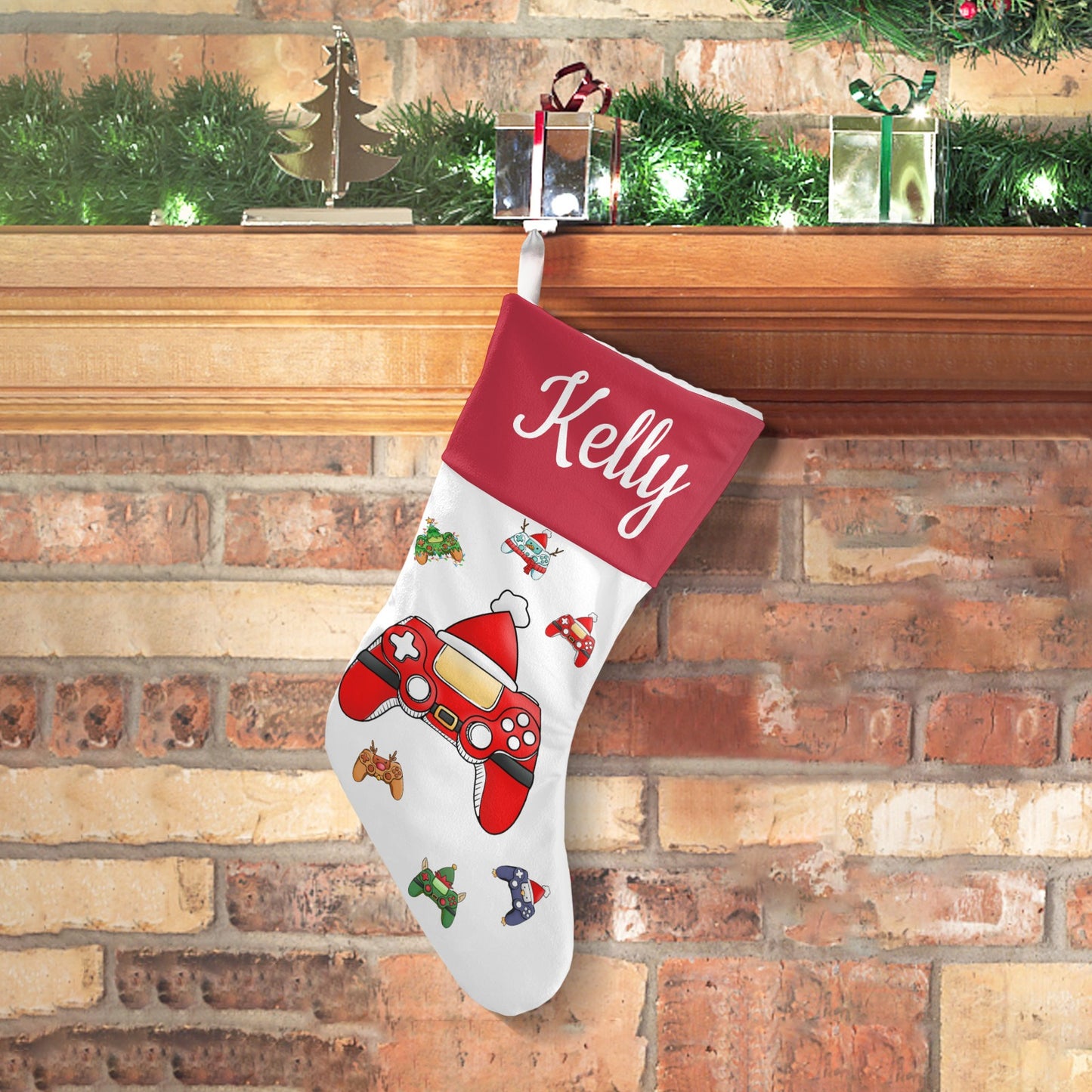 Games Console Christmas Stocking Custom Name Santa Socks Gift