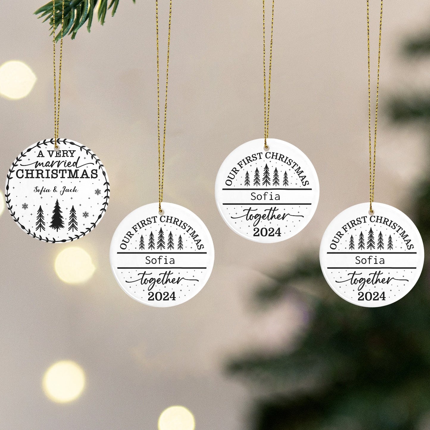 Married Christmas Christmas Ornaments Custom Name Santa Gift