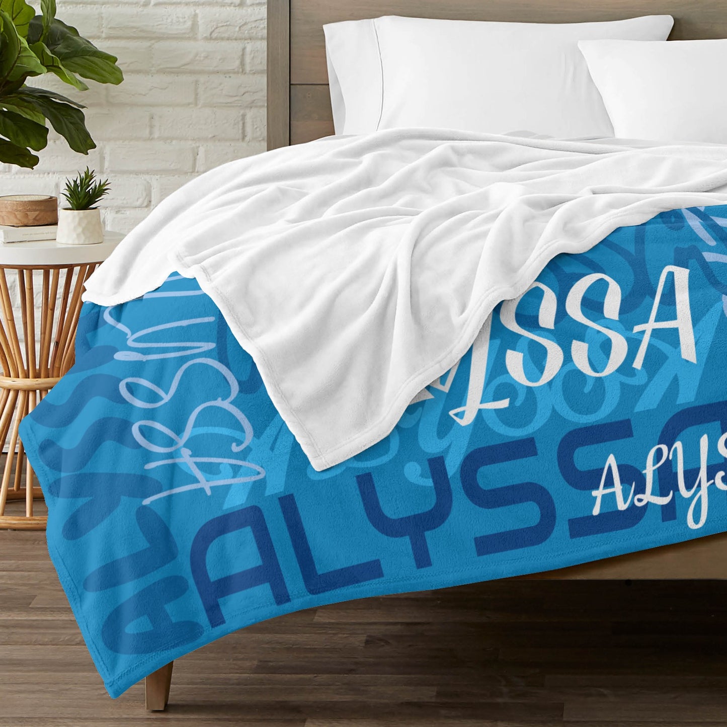 Blue Flannel Blanket Name Blanket Personalized Blanket for Adult Kids Flannel Customize Throw Blanket Custom