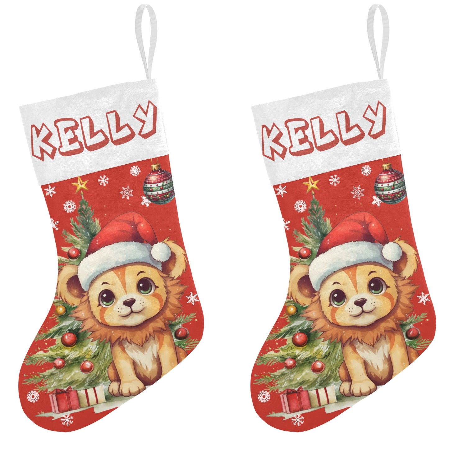 Christmas Lion Christmas Stocking Custom Name Santa Socks Gift