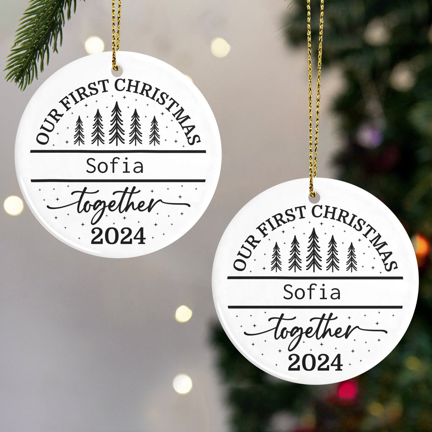 1st Christmas Christmas Ornaments Custom Name Santa Gift