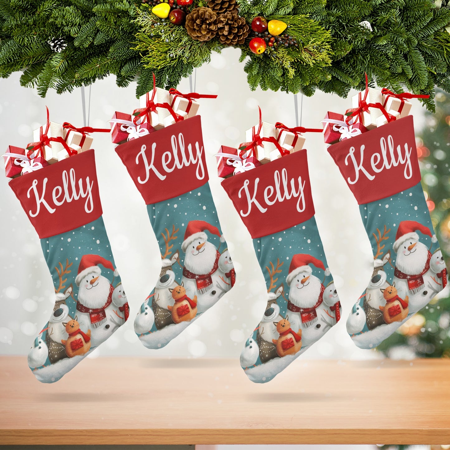 Snowman Christmas Stocking Custom Name Santa Socks Gift