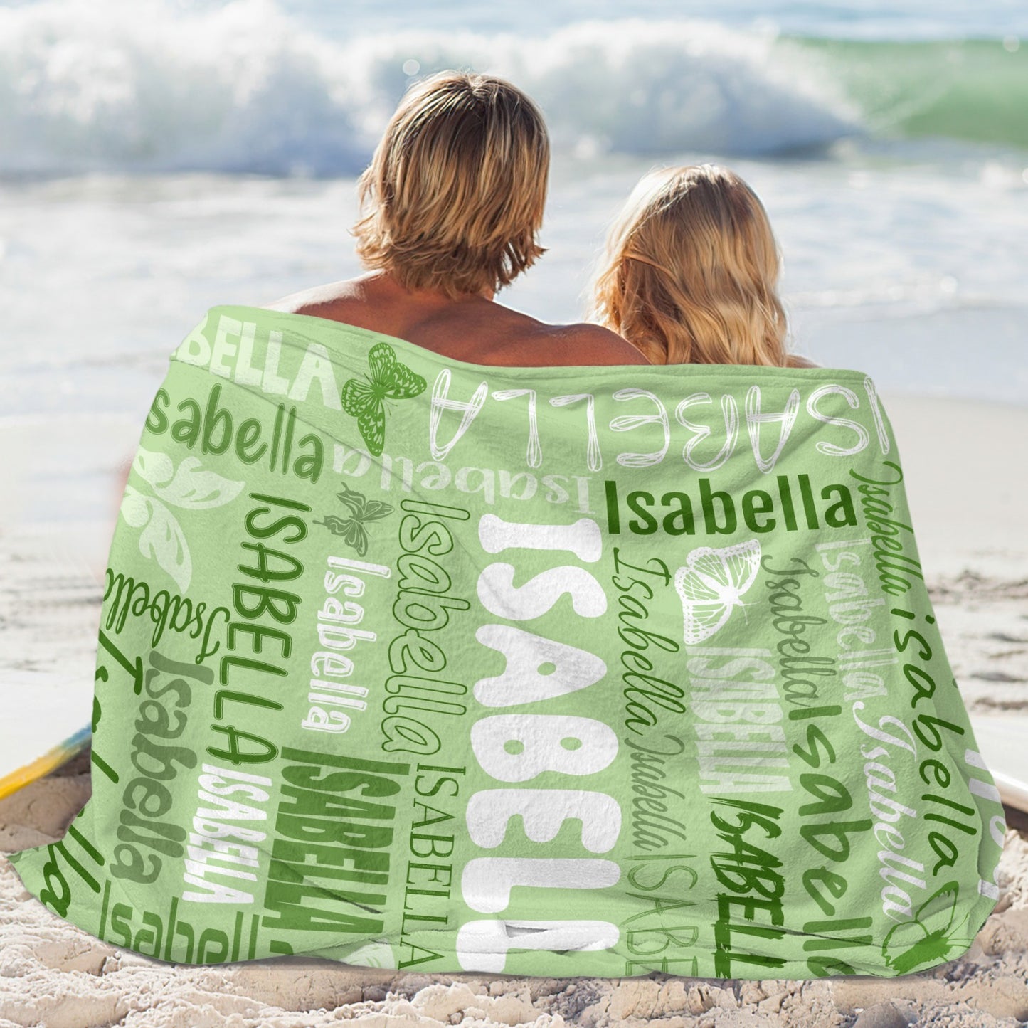 Light Green Flannel Blanket Name Blanket Personalized Blanket for Adult Kids Flannel Customize Throw Blanket Custom