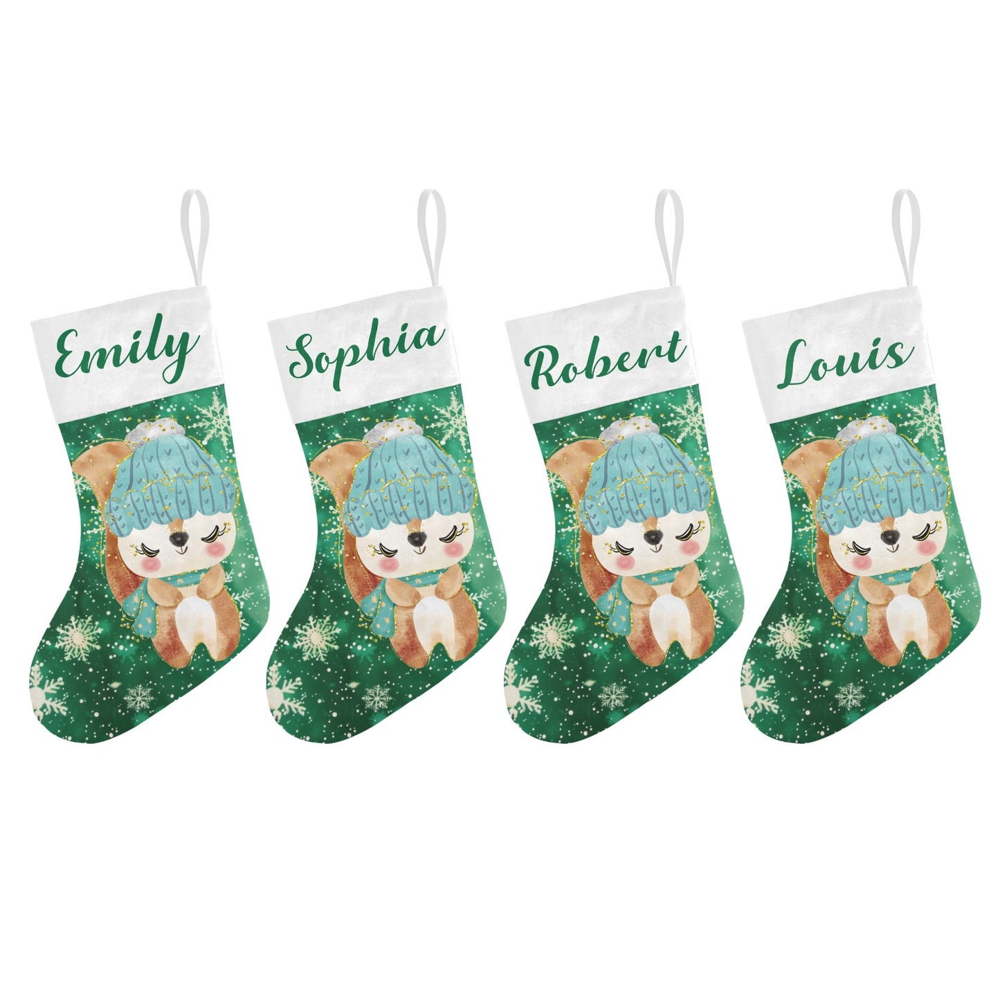 Snowflake Fox Christmas Stocking Custom Name Christmas Socks Gift