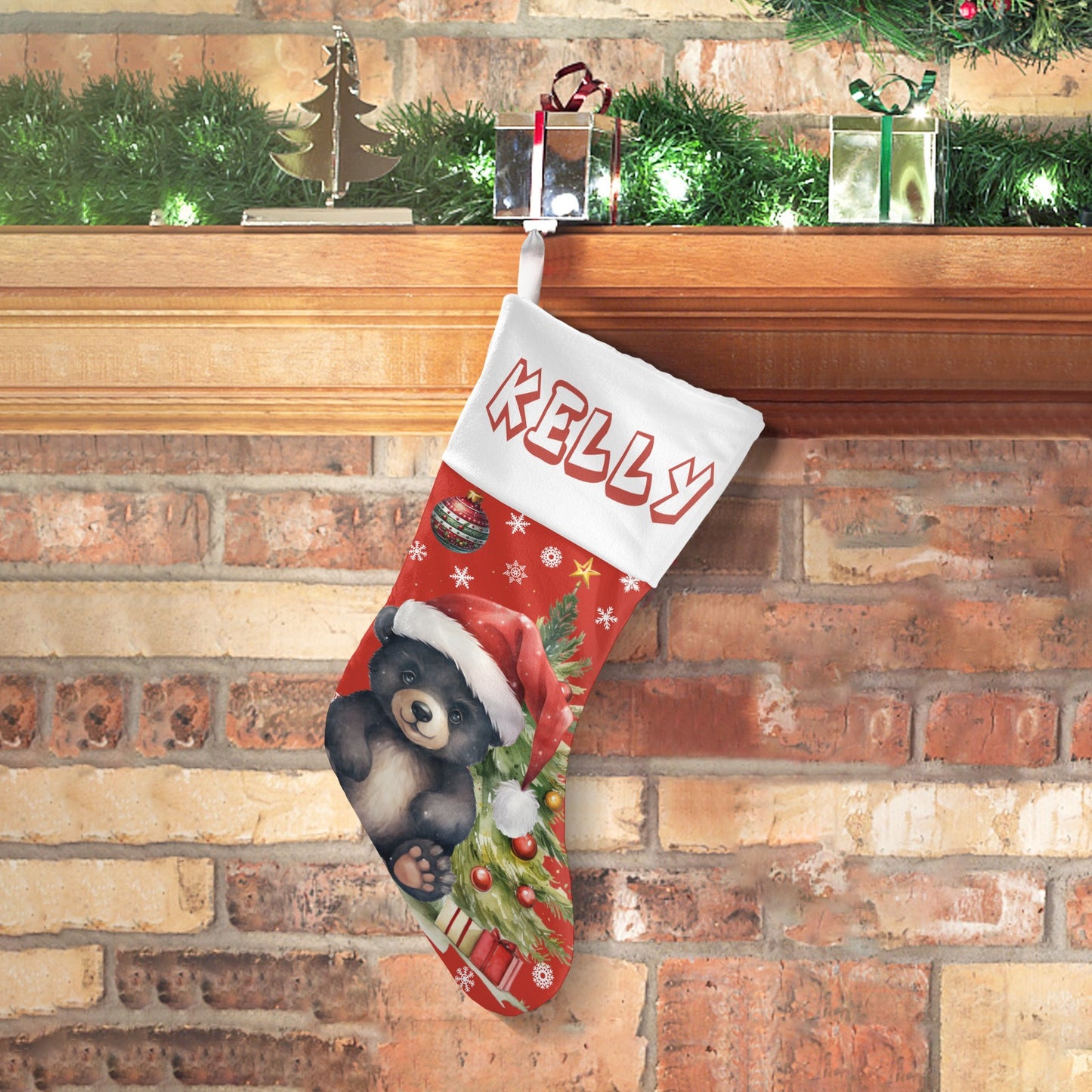 Christmas Black Brea Christmas Stocking Custom Name Santa Socks Gift