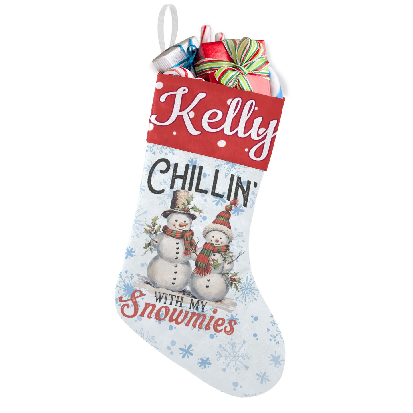Snowman Snowflake Christmas Stocking Custom Name Santa Socks Gift