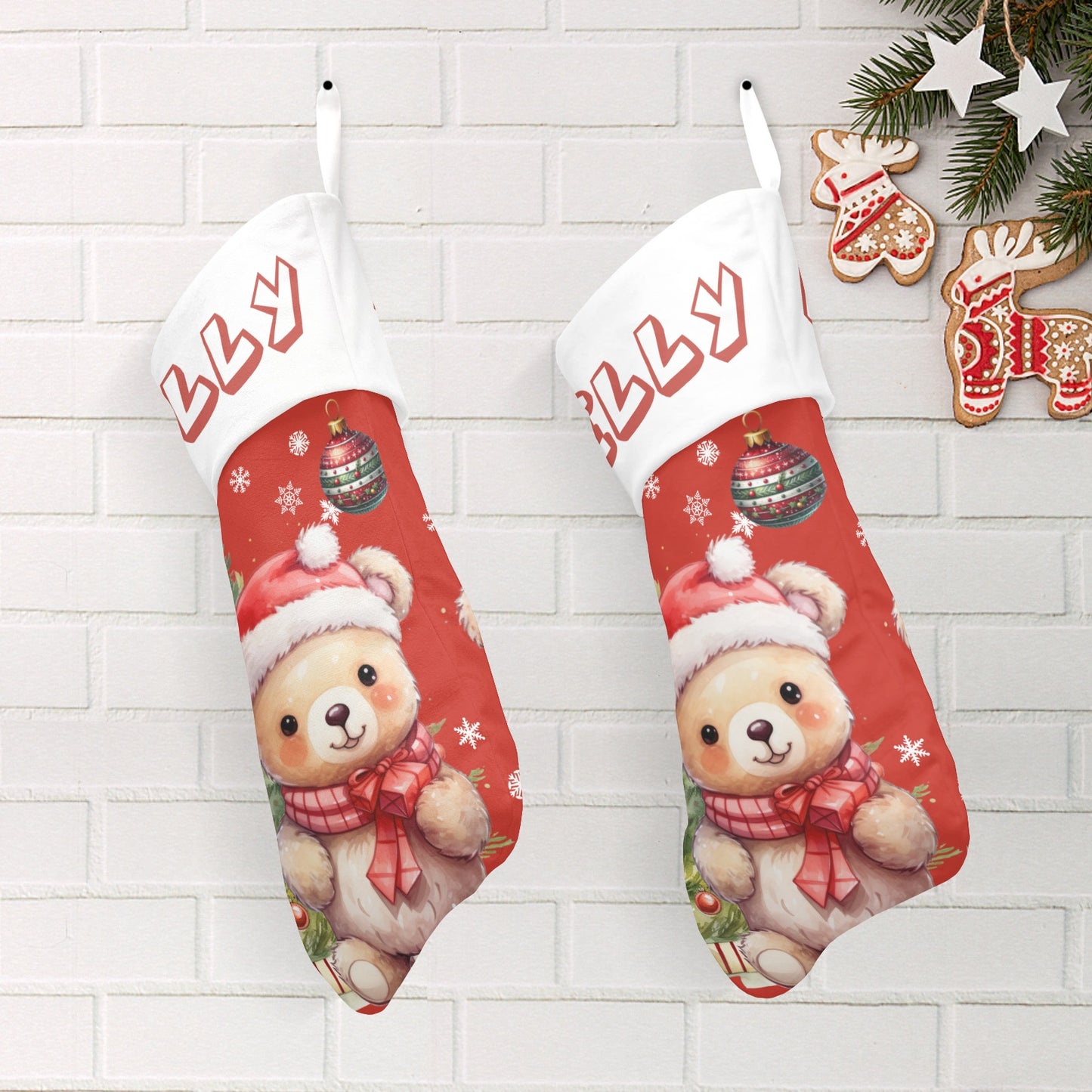 Christmas Small Bear Christmas Stocking Custom Name Santa Socks Gift