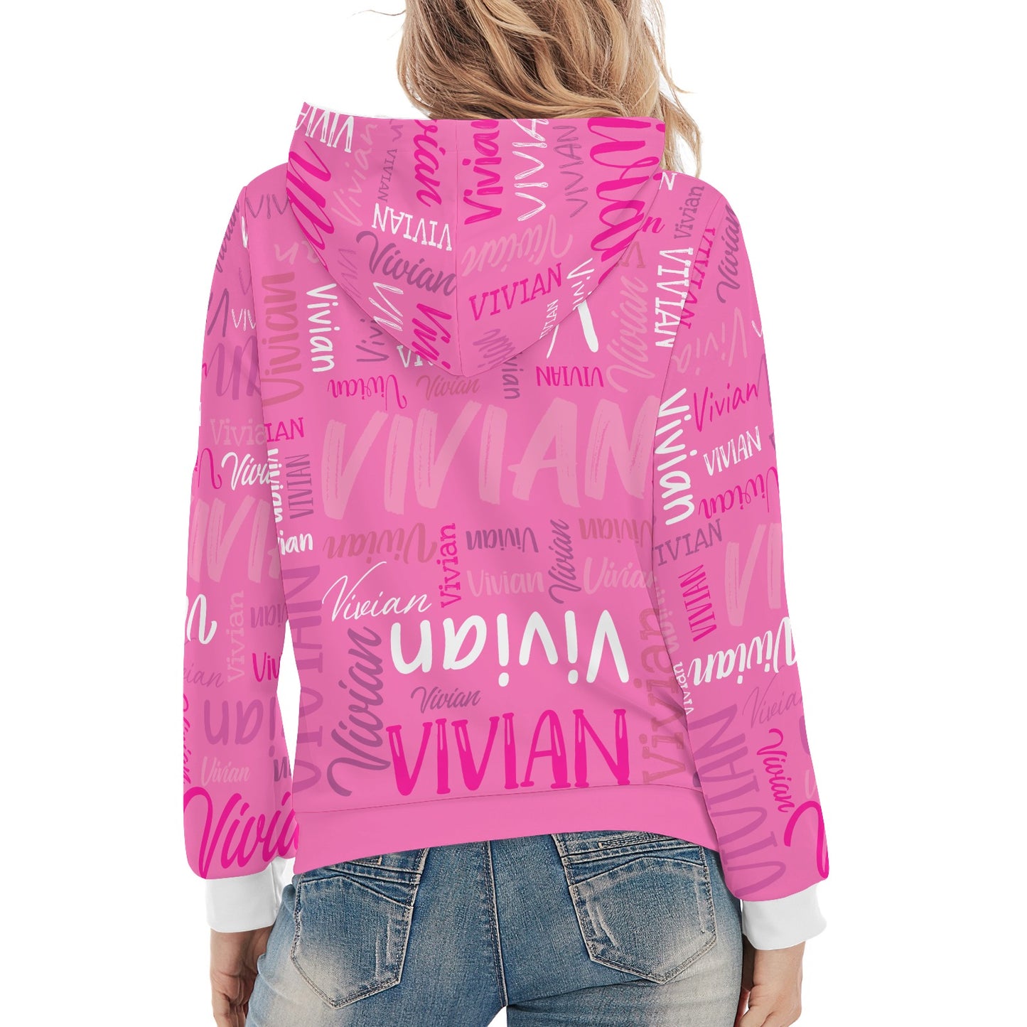 Pink Unisex Heavy Blend Hoodie Customized Hooded Sweatshirt with Name Women and Girl