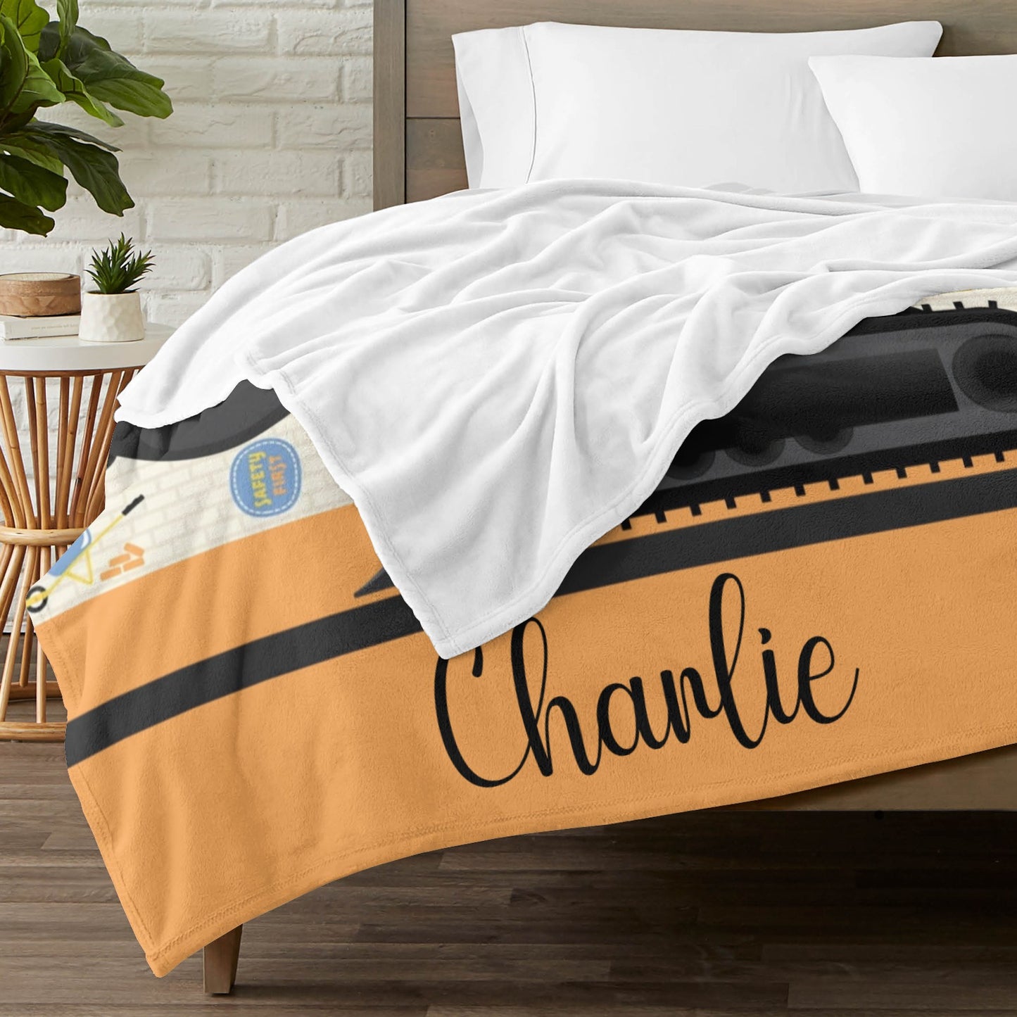 Tractor Truck Flannel Blanket Custom Name Blanket Gift for Men Women