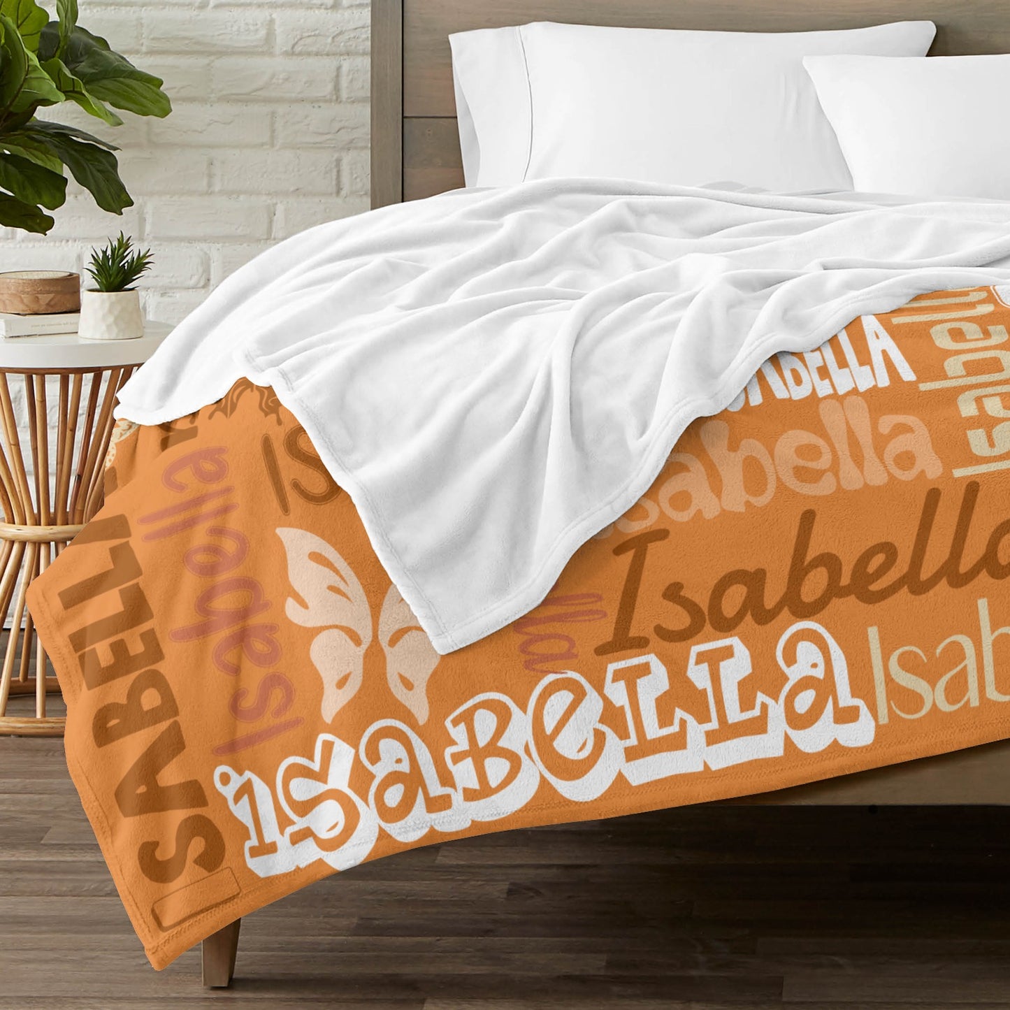 Orange Flannel Blanket Name Blanket Personalized Blanket for Adult Kids Flannel Customize Throw Blanket Custom