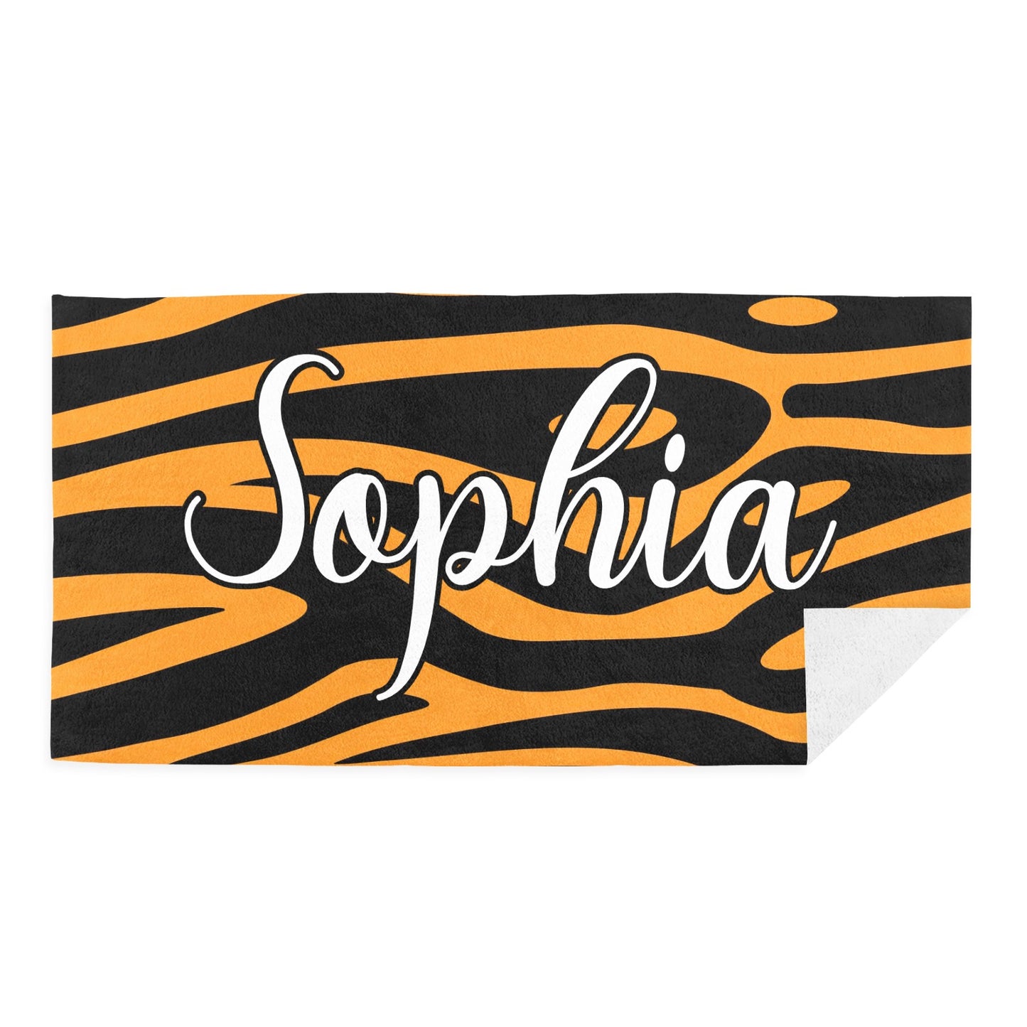 Zebra Print Beach Towel Custom Cotton/Poly Blend Pool Towel - Blue - Personalize with Your Name - Standard Size