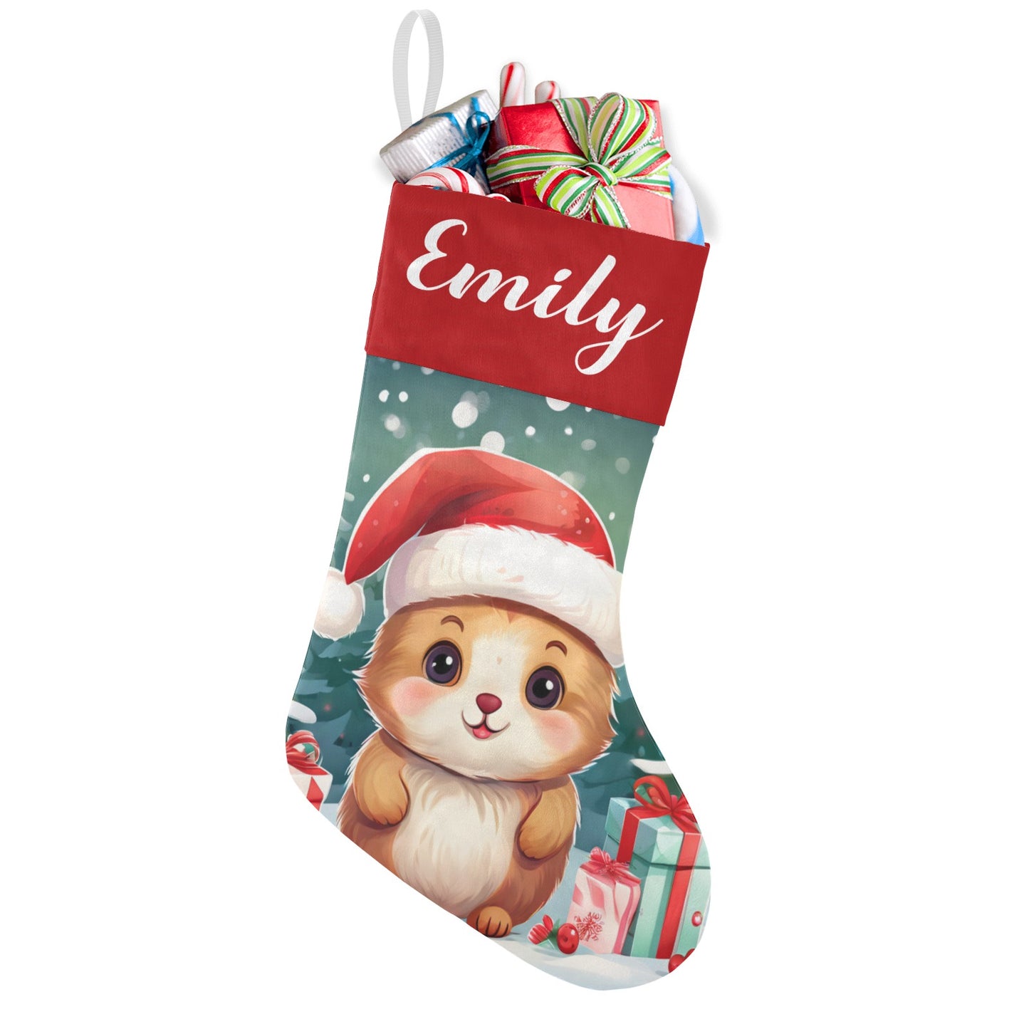 Cute Animals Christmas Stocking Custom Name Christmas Socks Gift