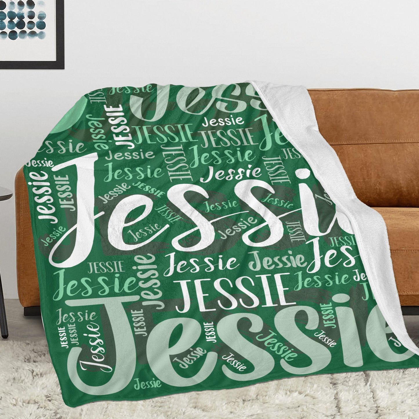 Green Flannel Blanket Custom Name Blanket Gift for Men Women