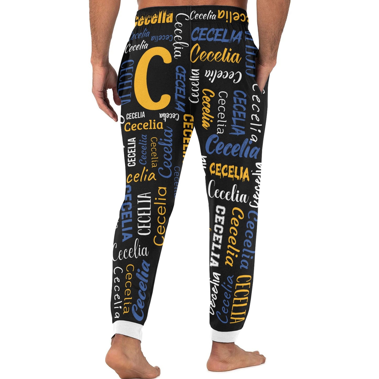Black Men S Pajama Pants Personalized Funny Sleepwear Pants Customized Pj Trousers Gifts for Him