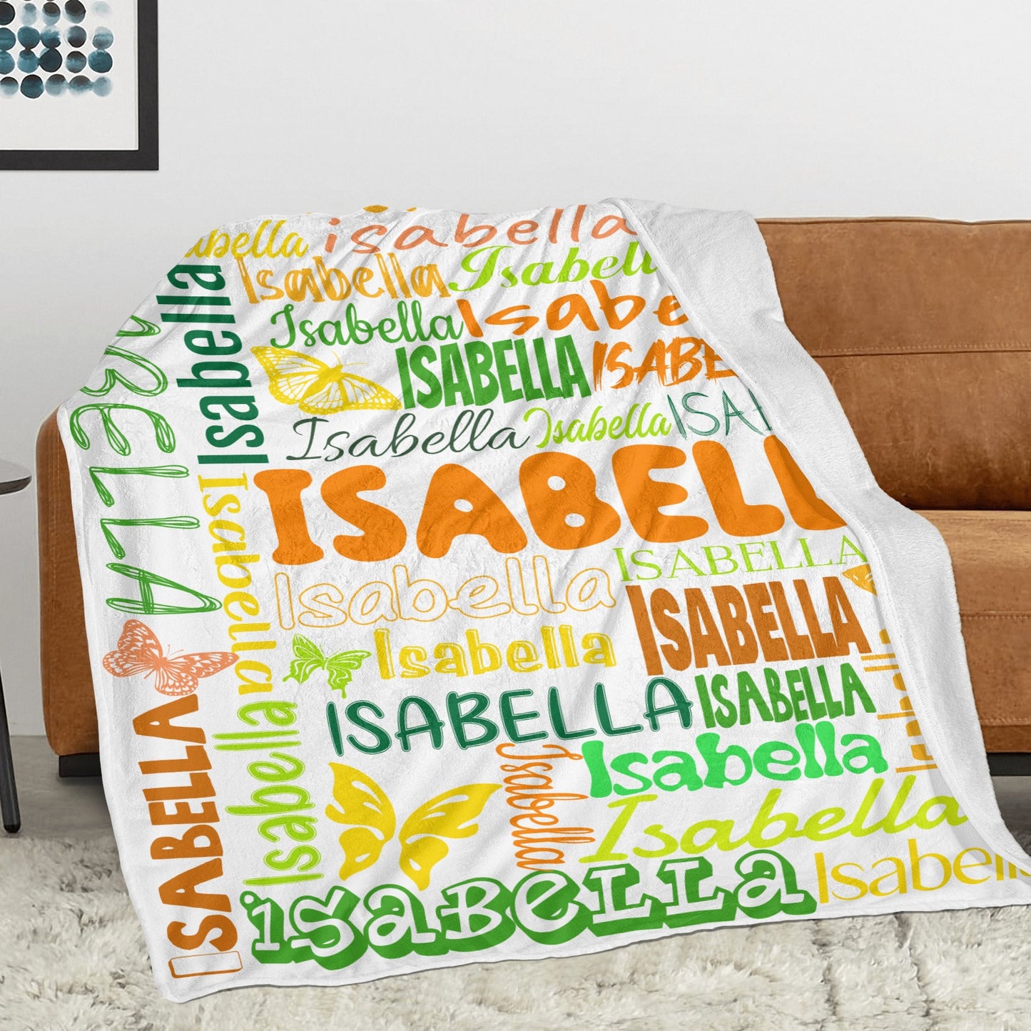 White Flannel Blanket Name Blanket Personalized Blanket for Adult Kids Flannel Customize Throw Blanket Custom