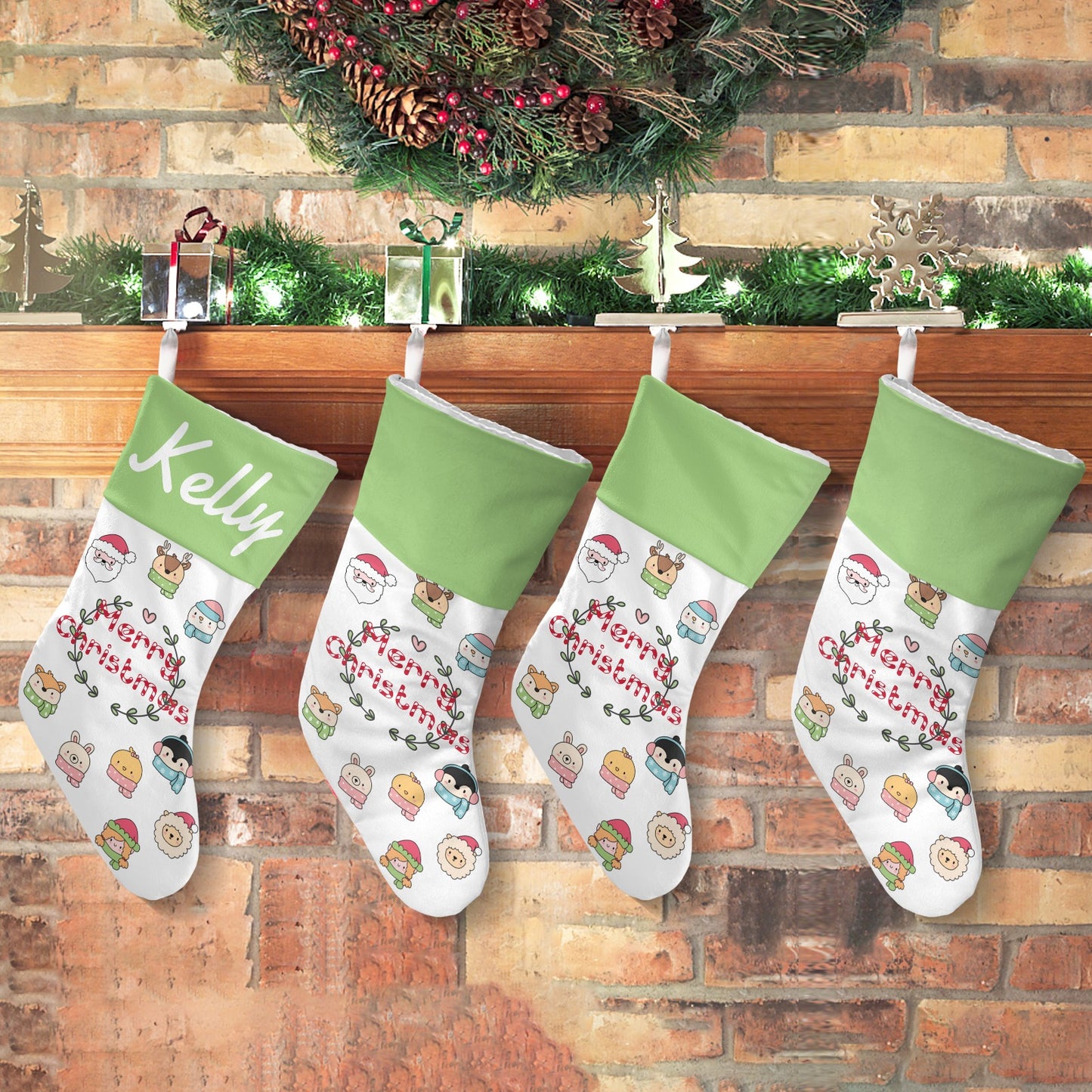Animal Christmas Stocking Custom Name Santa Socks Gift