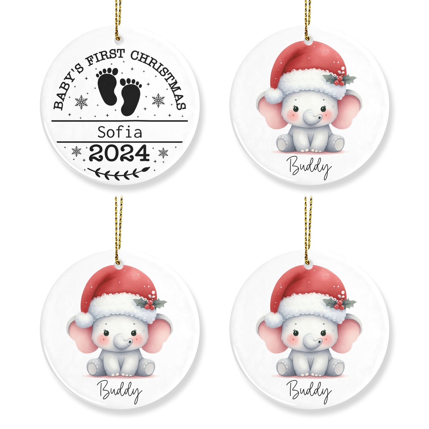 baby Christmas Ornaments Custom Name Santa Gift