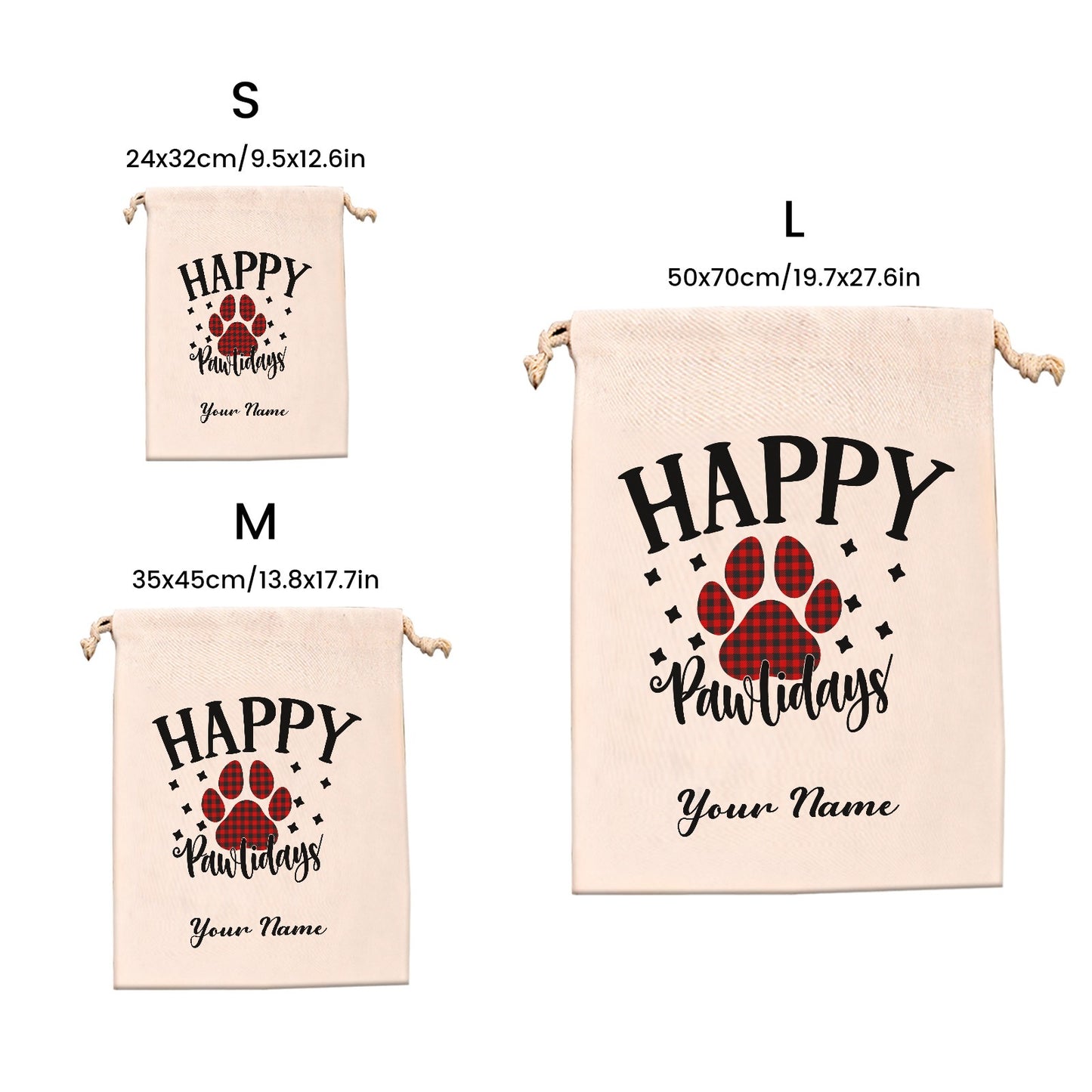 Happy Pawlidays Christmas Gift Bag Custom Santa Gift Bags your Name