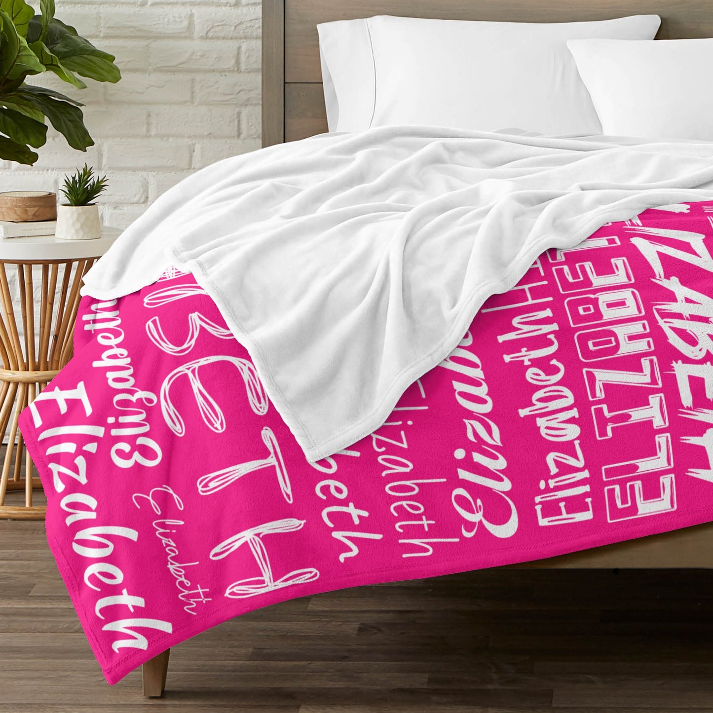 rose Flannel Blanket Name Blanket Personalized Blanket for Adult Kids Flannel Customize Throw Blanket Custom