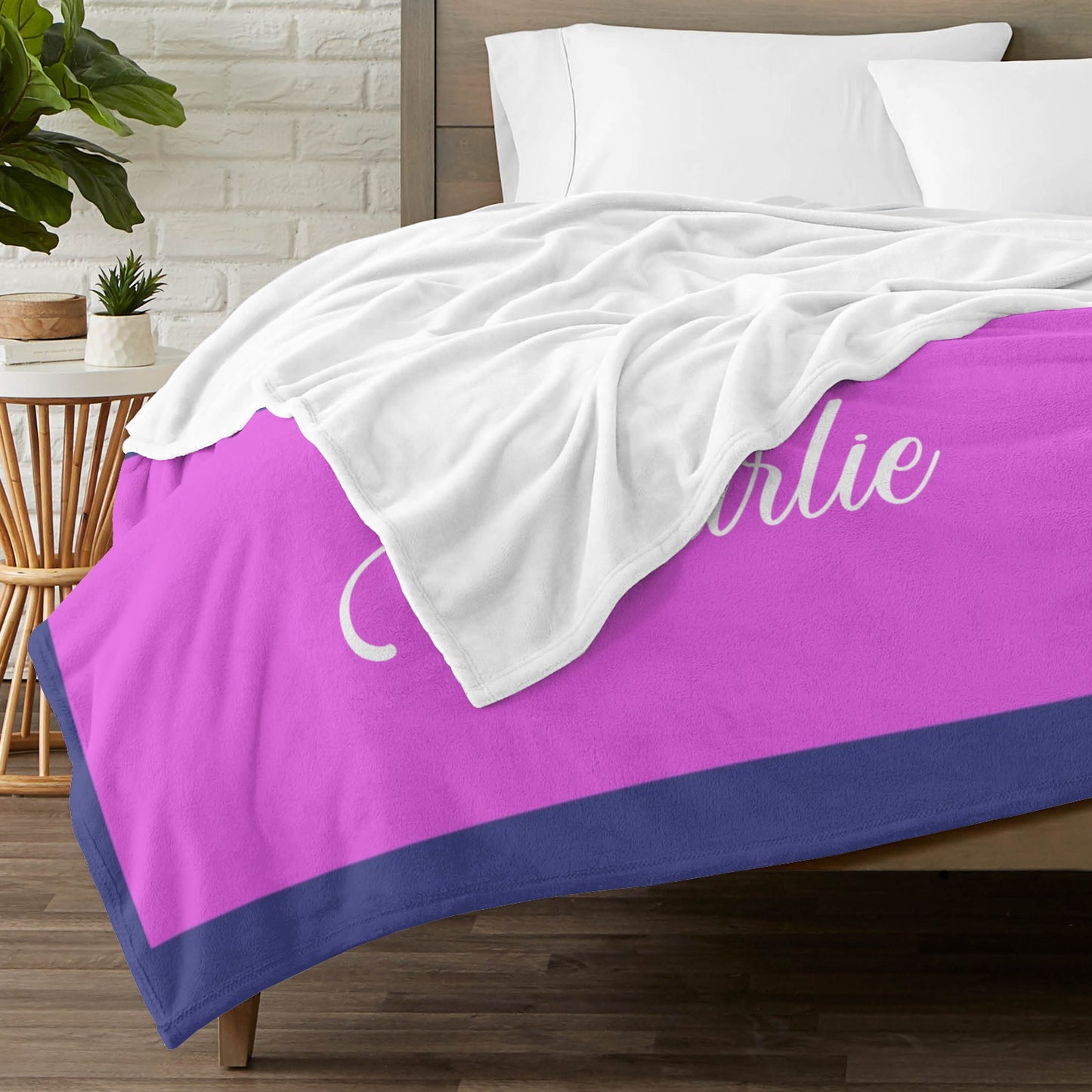Truck Pink Flannel Blanket Custom Name Blanket Gift for Men Women