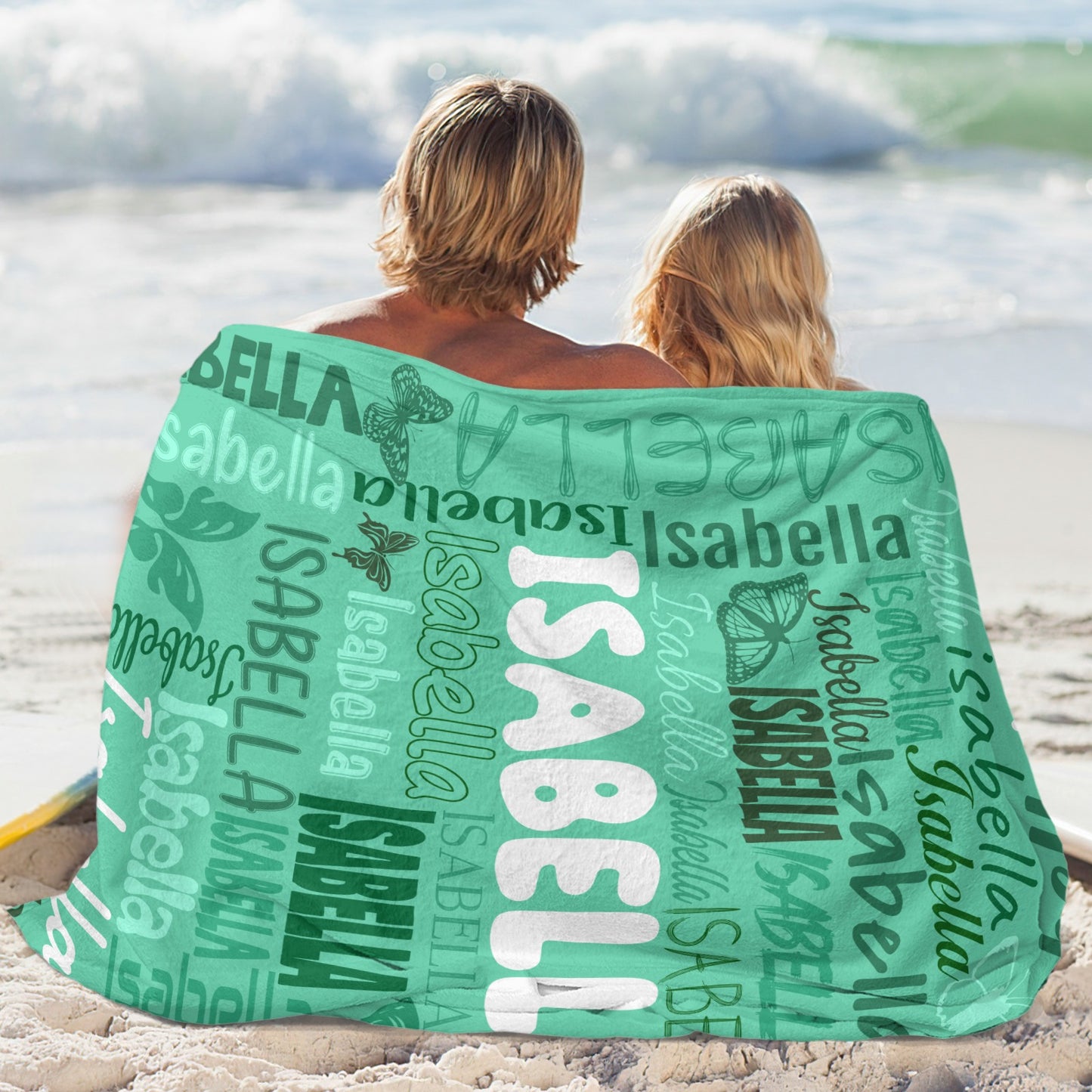Green Flannel Blanket Name Blanket Personalized Blanket for Adult Kids Flannel Customize Throw Blanket Custom