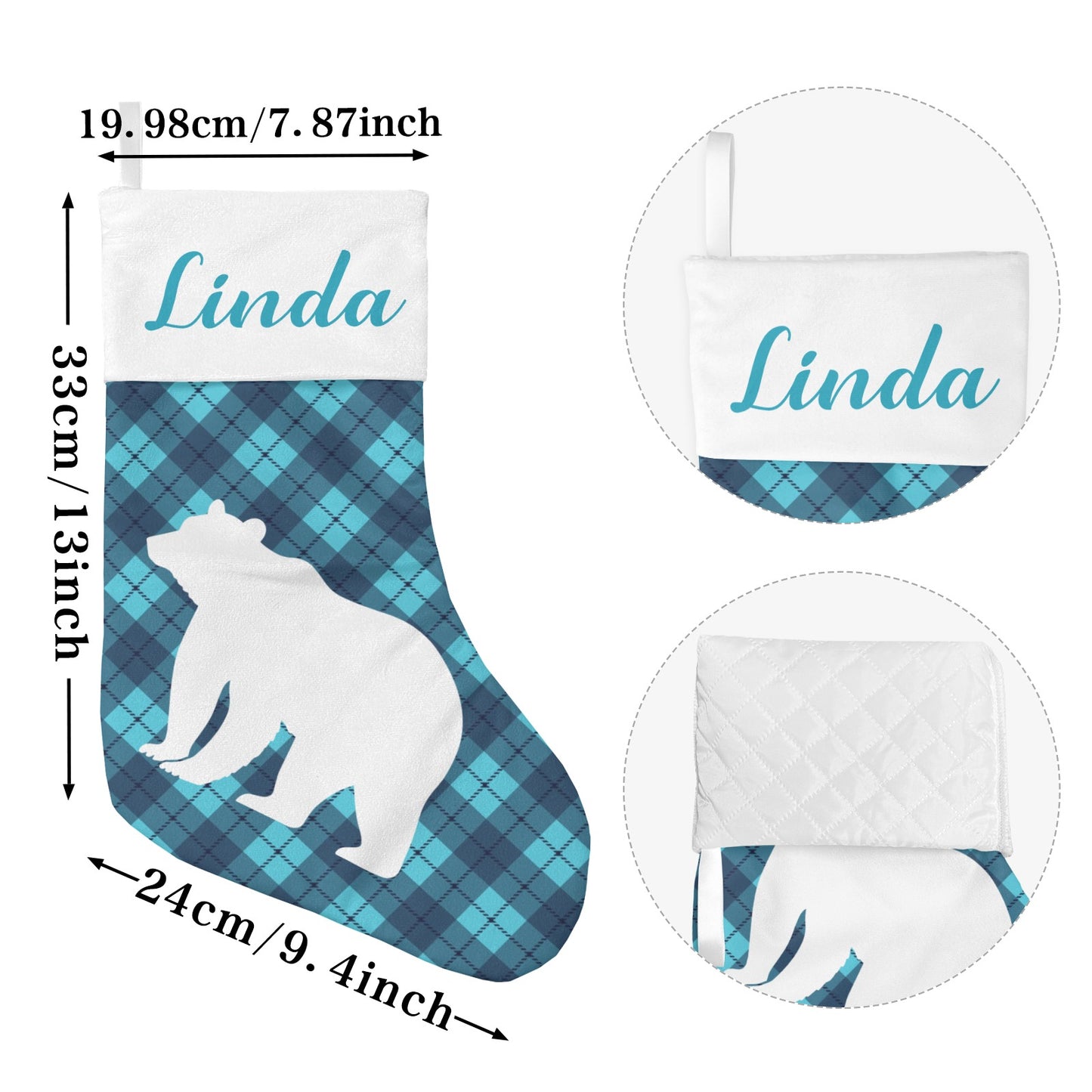 Blue Buffalo Bear Christmas Stocking Custom Name Christmas Socks Gift