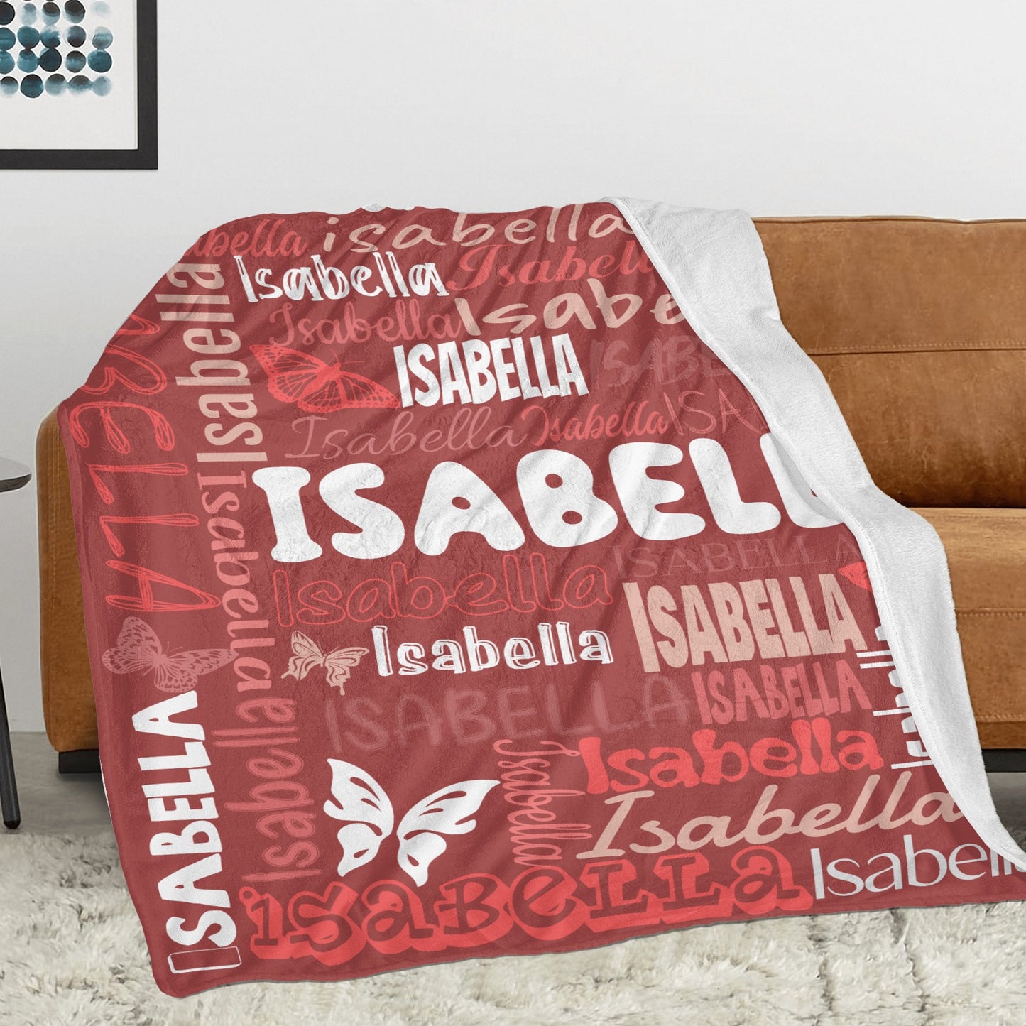 Red Flannel Blanket Name Blanket Personalized Blanket for Adult Kids Flannel Customize Throw Blanket Custom