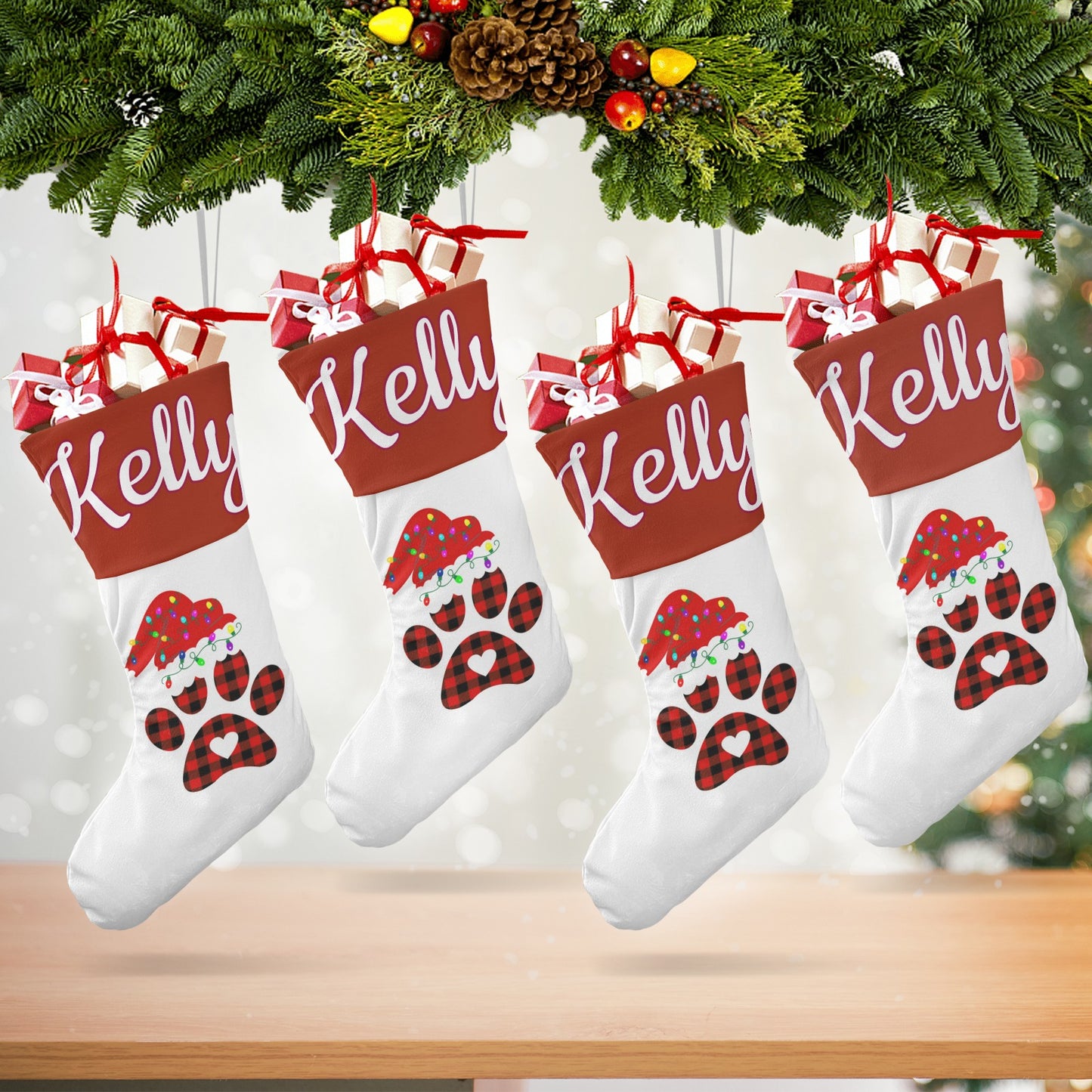 Santa's Hat Christmas Stocking Custom Name Santa Socks Gift