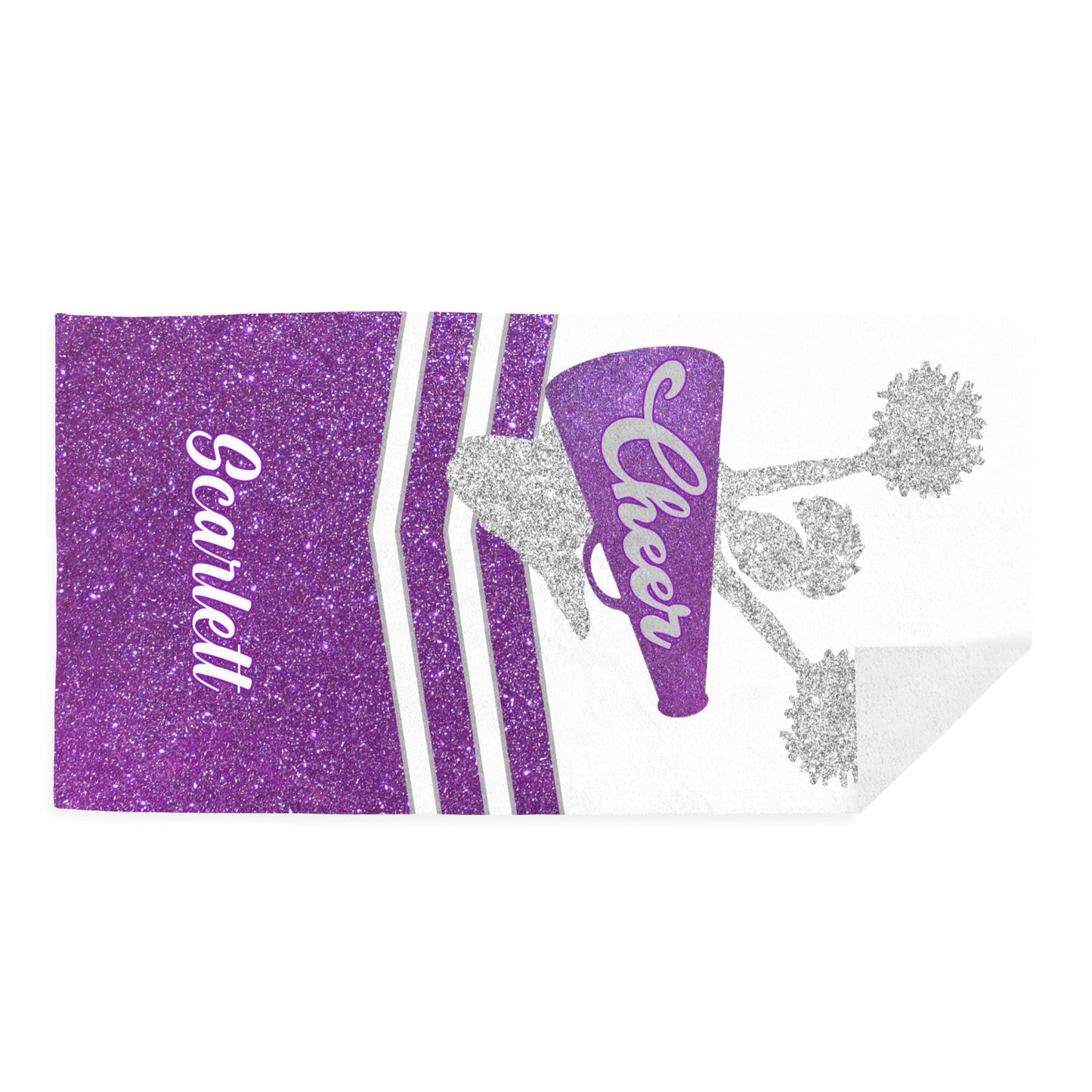 Purple Cheer Beach Towel Custom Cotton/Poly Blend Pool Towel - Blue - Personalize with Your Name - Standard Size