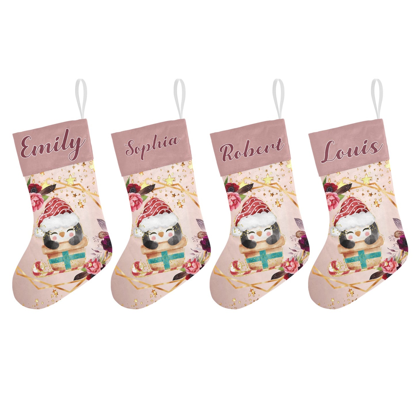 Penguin Christmas Stocking Custom Name Christmas Socks Gift