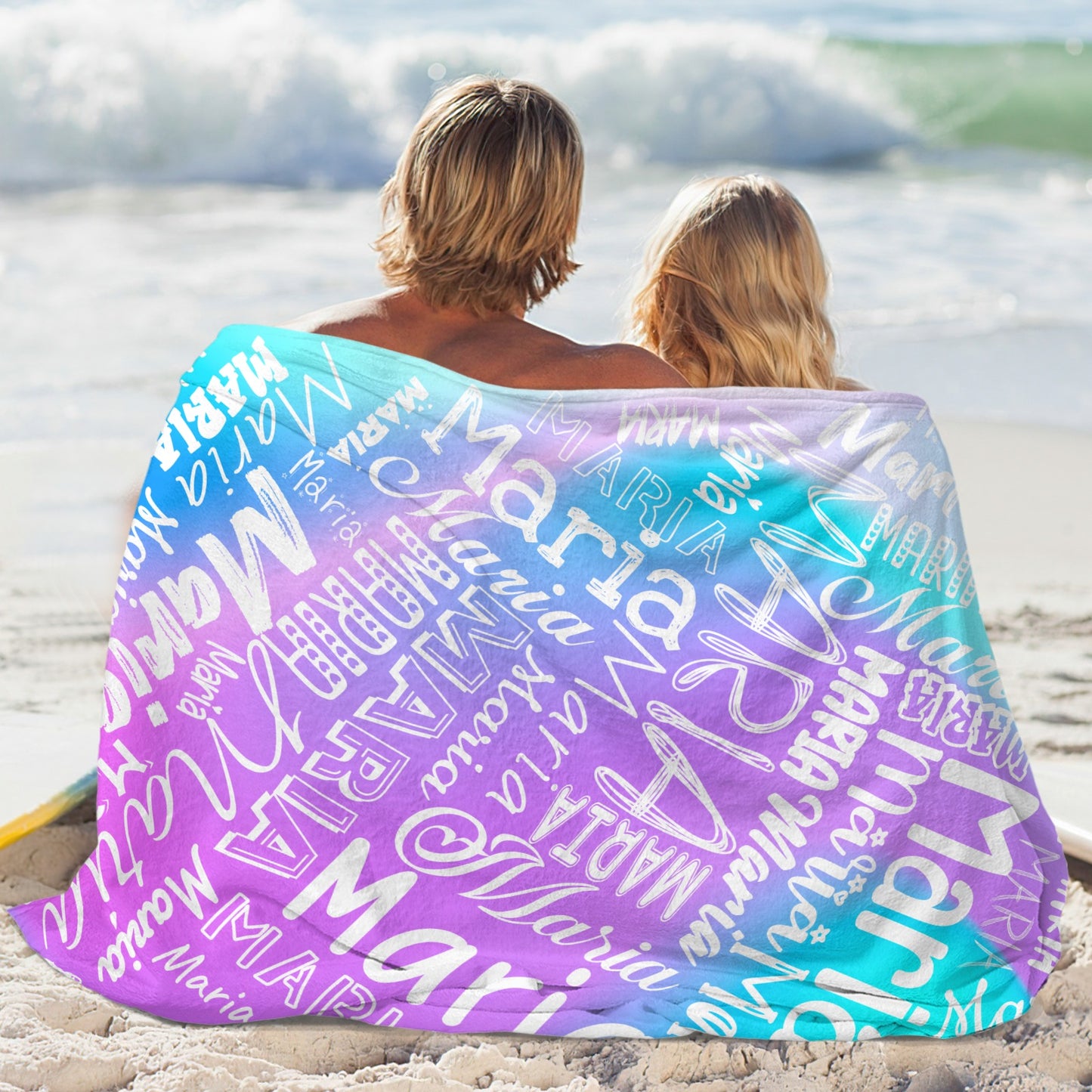 Blue Purple Flannel Blanket Name Blanket Personalized Blanket for Adult Kids Flannel Customize Throw Blanket Custom