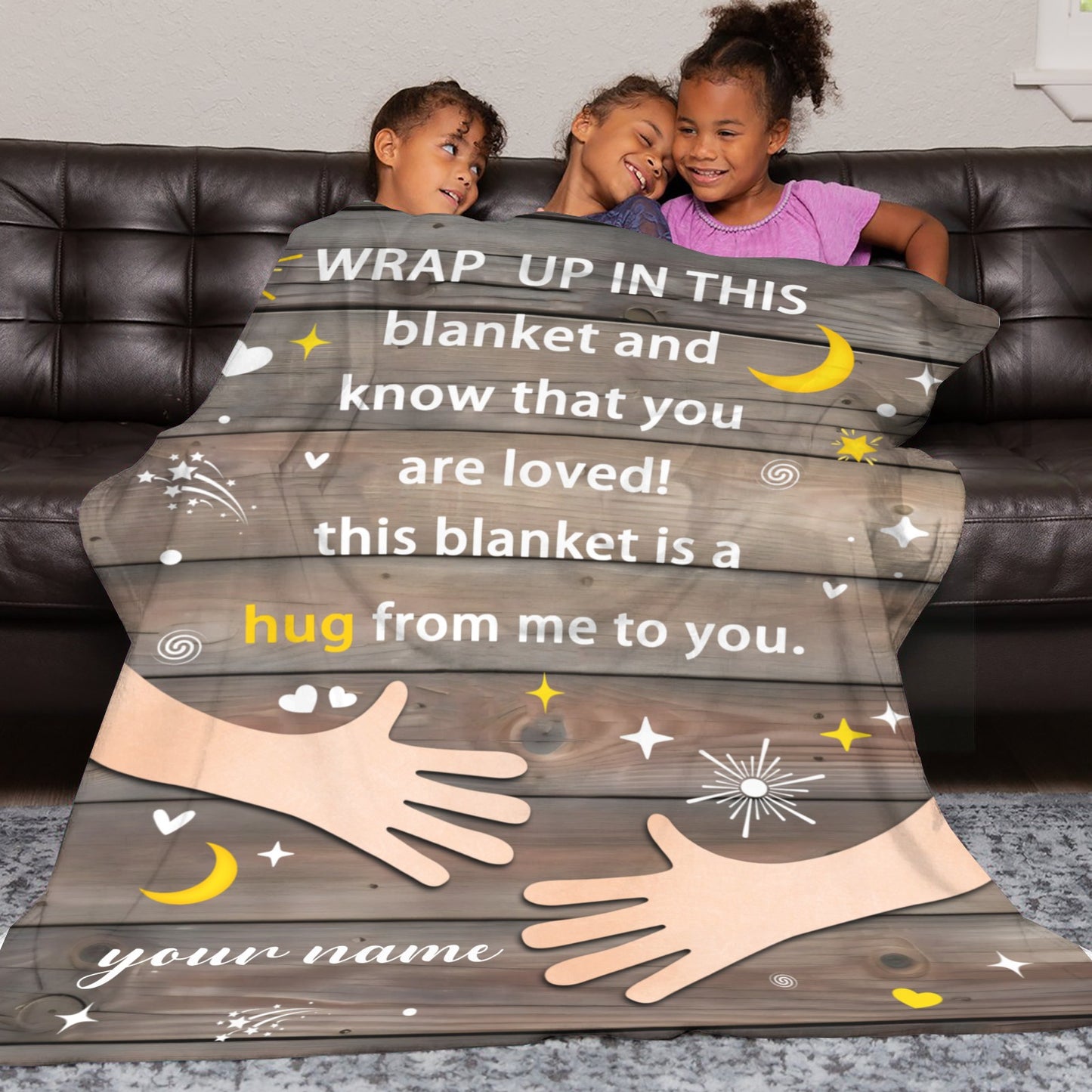 Wood Flannel Blanket Custom Name Blanket Gift for Men Women