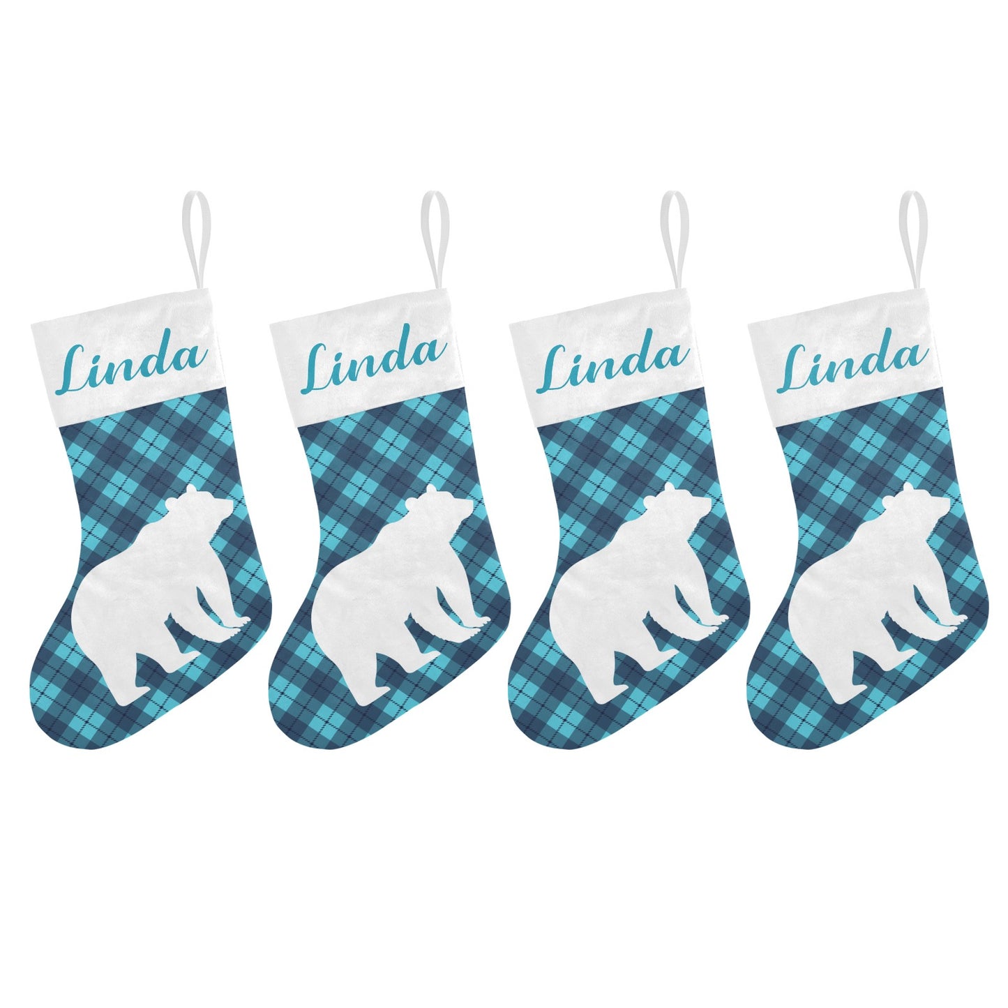 Blue Buffalo Bear Christmas Stocking Custom Name Christmas Socks Gift