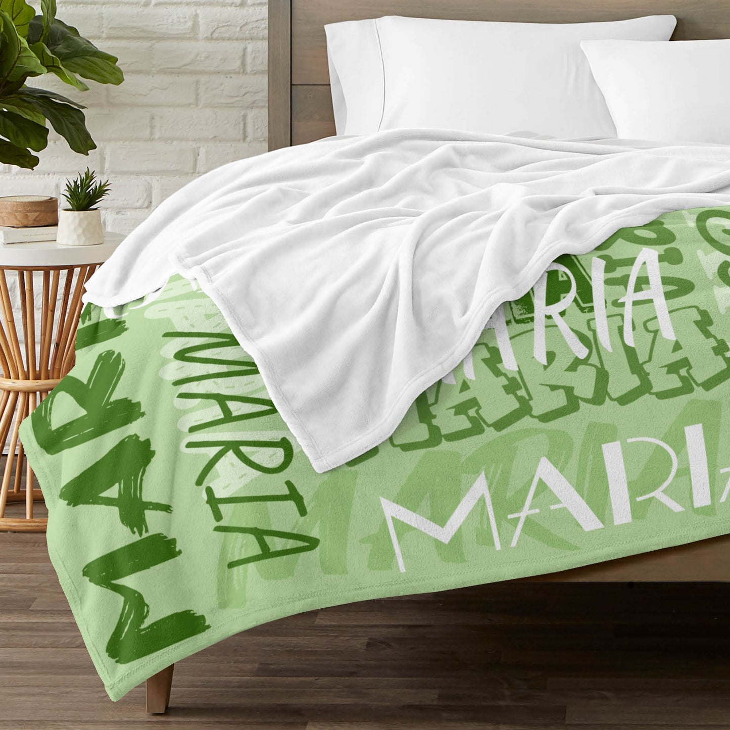 Green Flannel Blanket Name Blanket Personalized Blanket for Adult Kids Flannel Customize Throw Blanket Custom