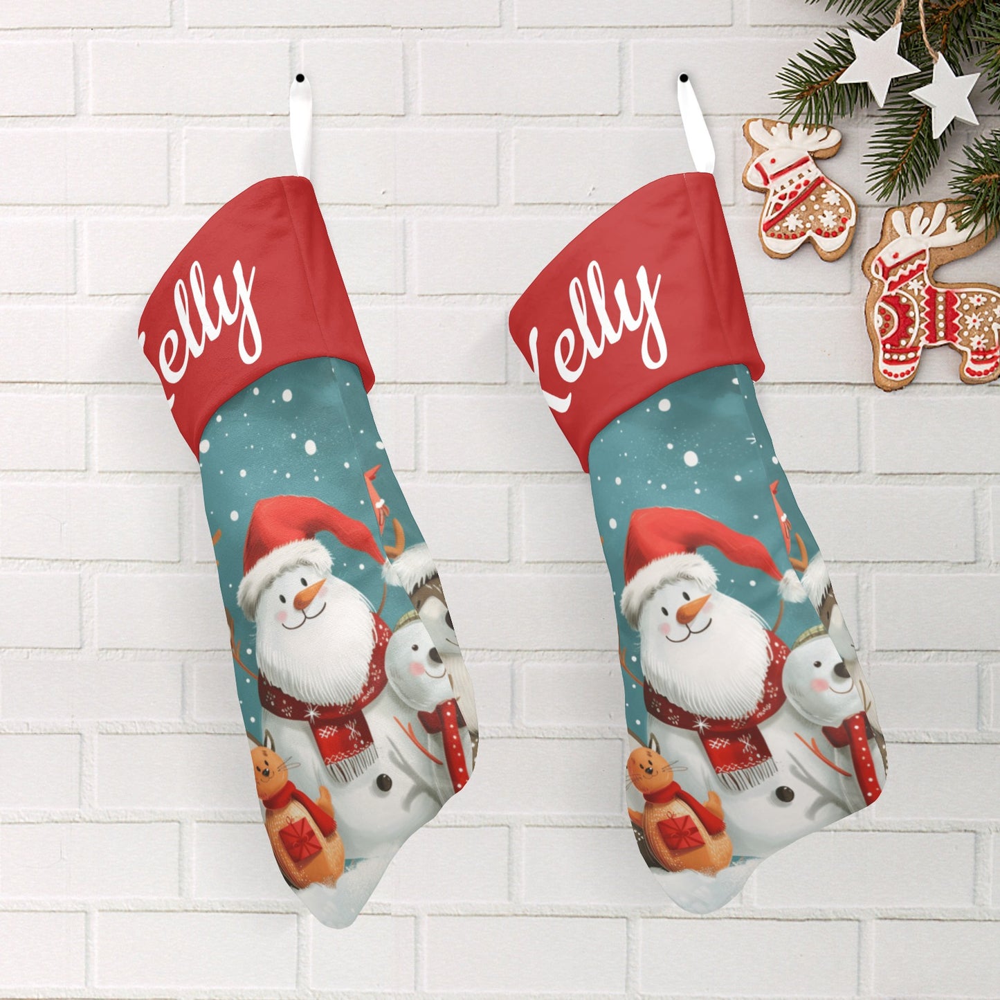 Snowman Christmas Stocking Custom Name Santa Socks Gift