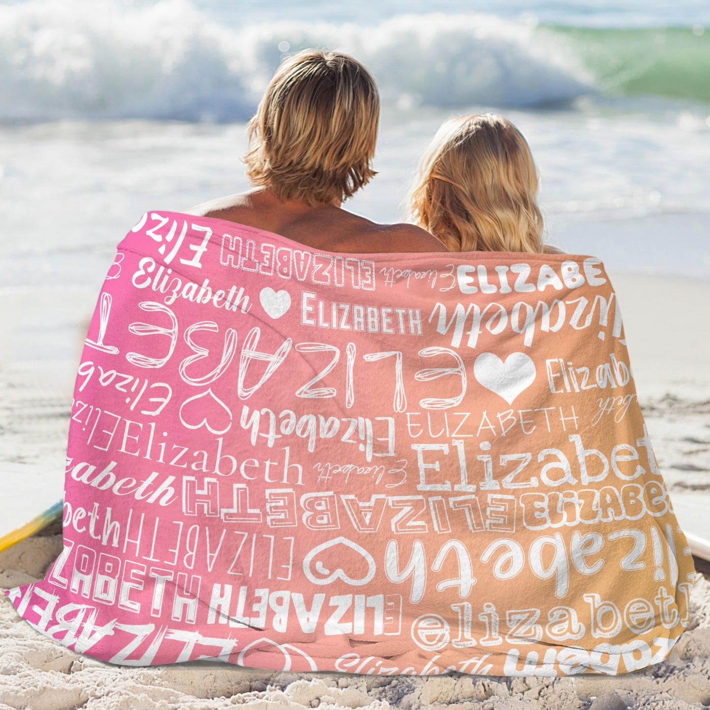Orange Gradient Flannel Blanket Name Blanket Personalized Blanket for Adult Kids Flannel Customize Throw Blanket Custom