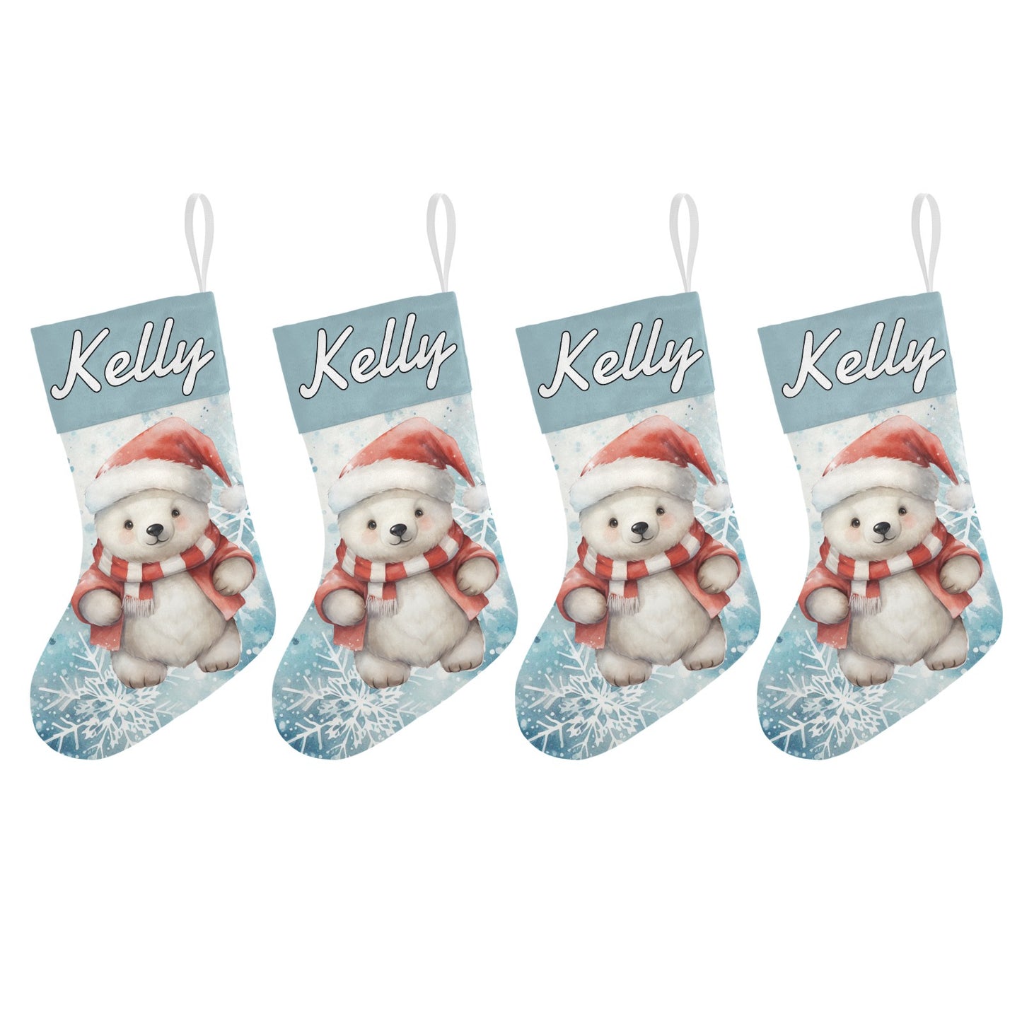 Polar Bear Christmas Stocking Custom Name Santa Socks Gift