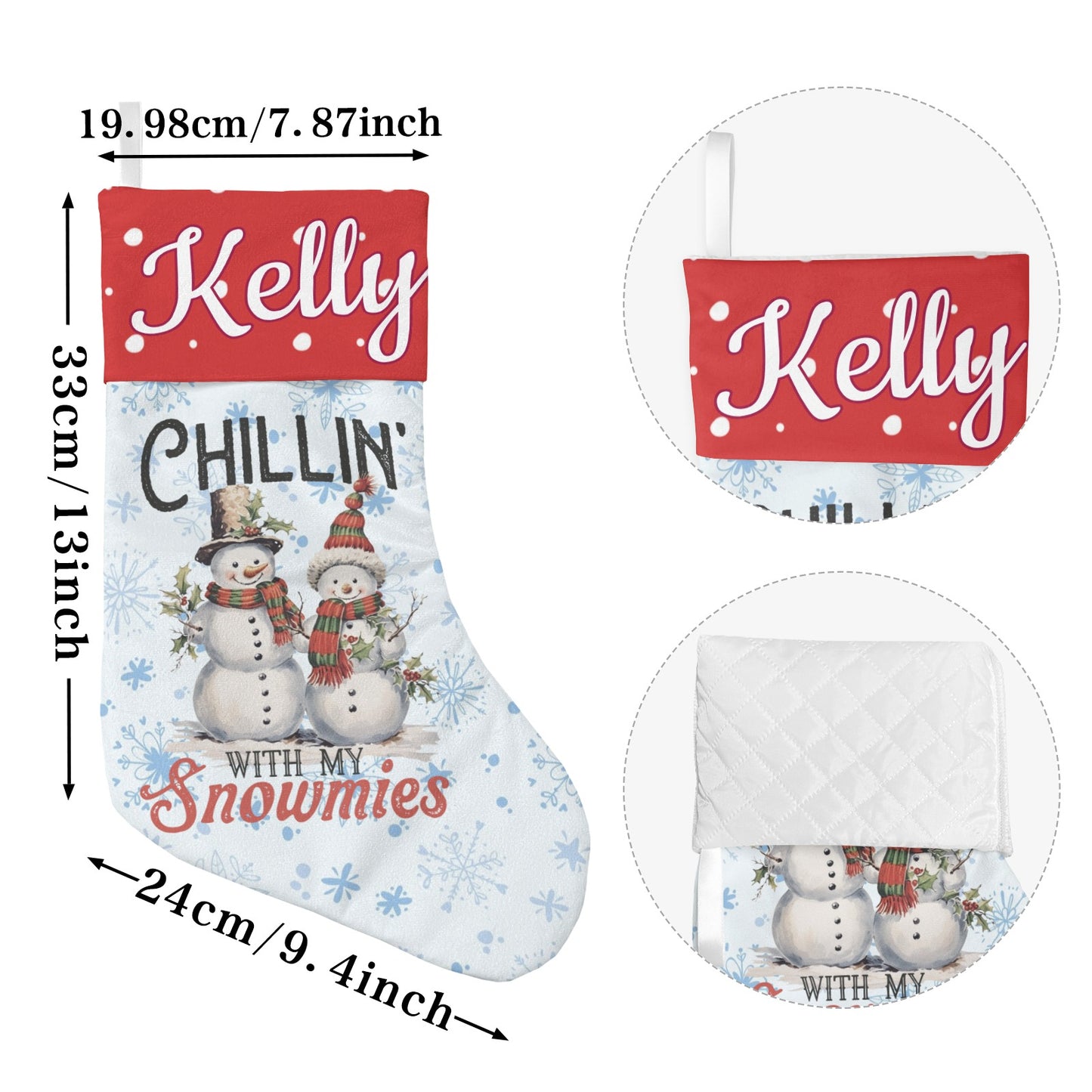 Snowman Snowflake Christmas Stocking Custom Name Santa Socks Gift
