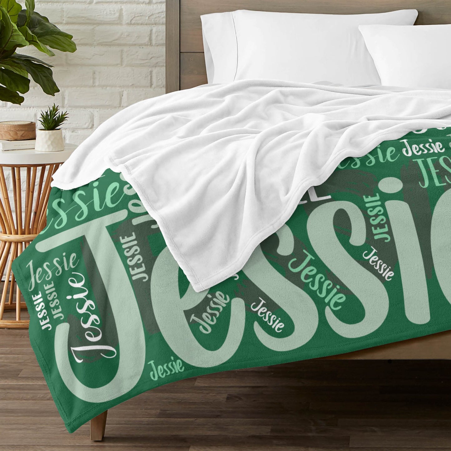 Green Flannel Blanket Custom Name Blanket Gift for Men Women