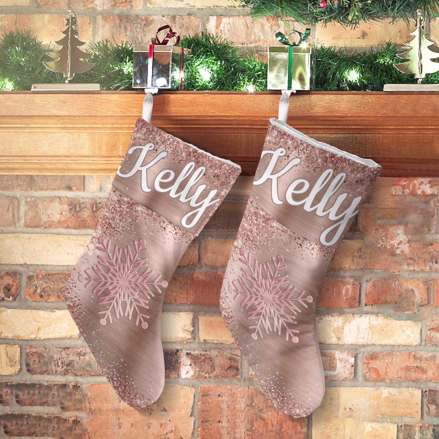 Snow Christmas Stocking Custom Name Santa Socks Gift